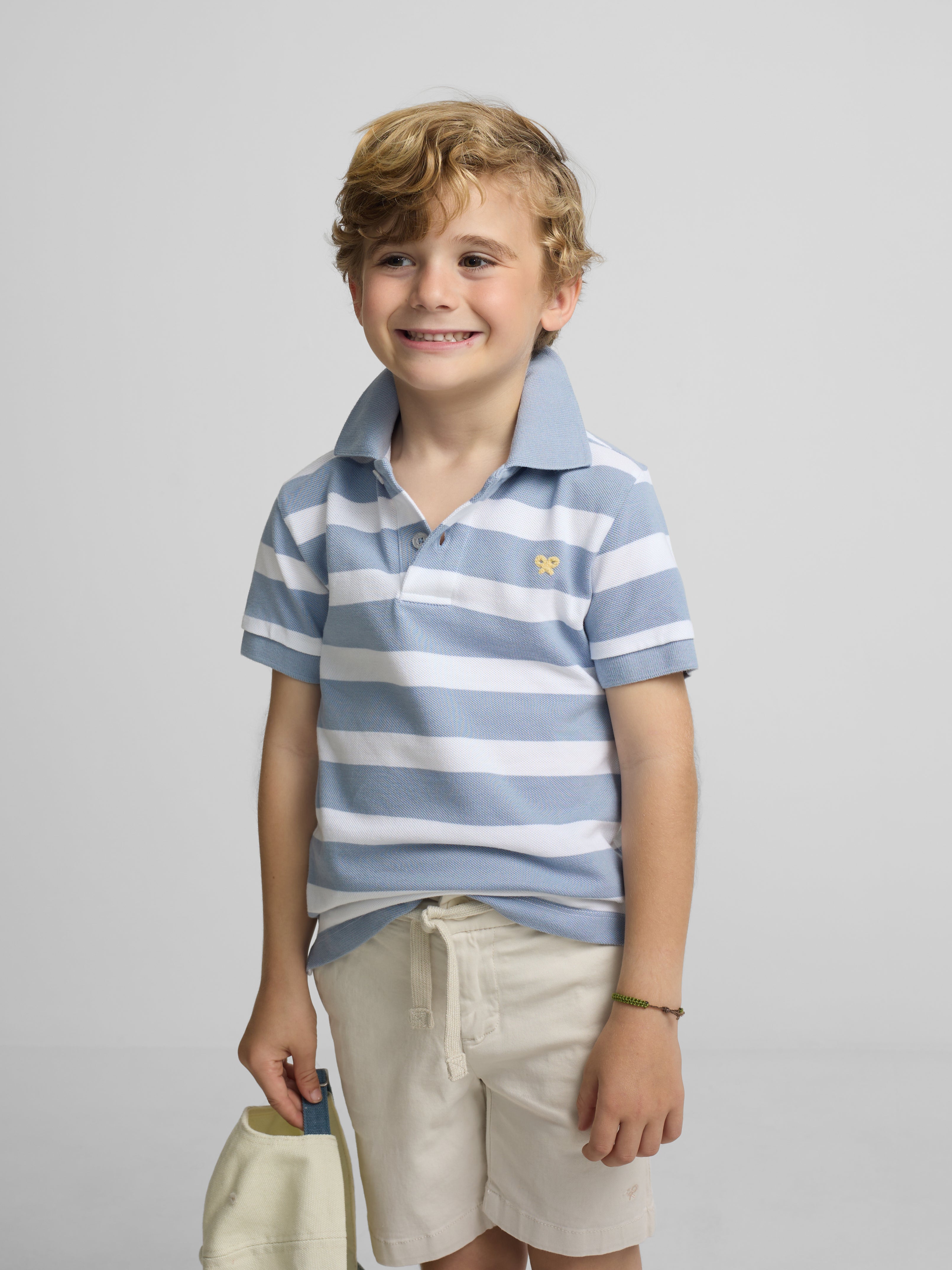 Polo enfant rayé blanc bleu
