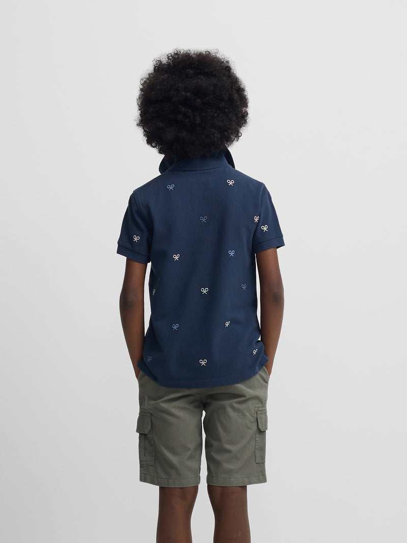 Polo infantil multiraquete cores azul-marinho