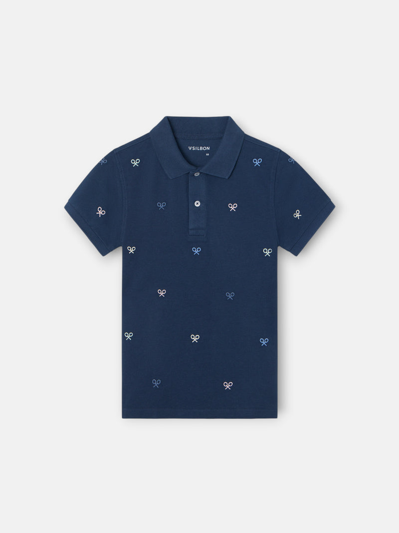 Polo infantil multiraquete cores azul-marinho