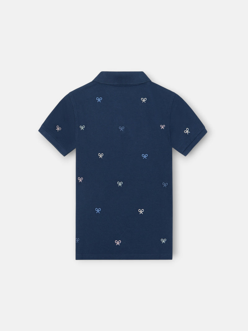 Polo infantil multiraquete cores azul-marinho