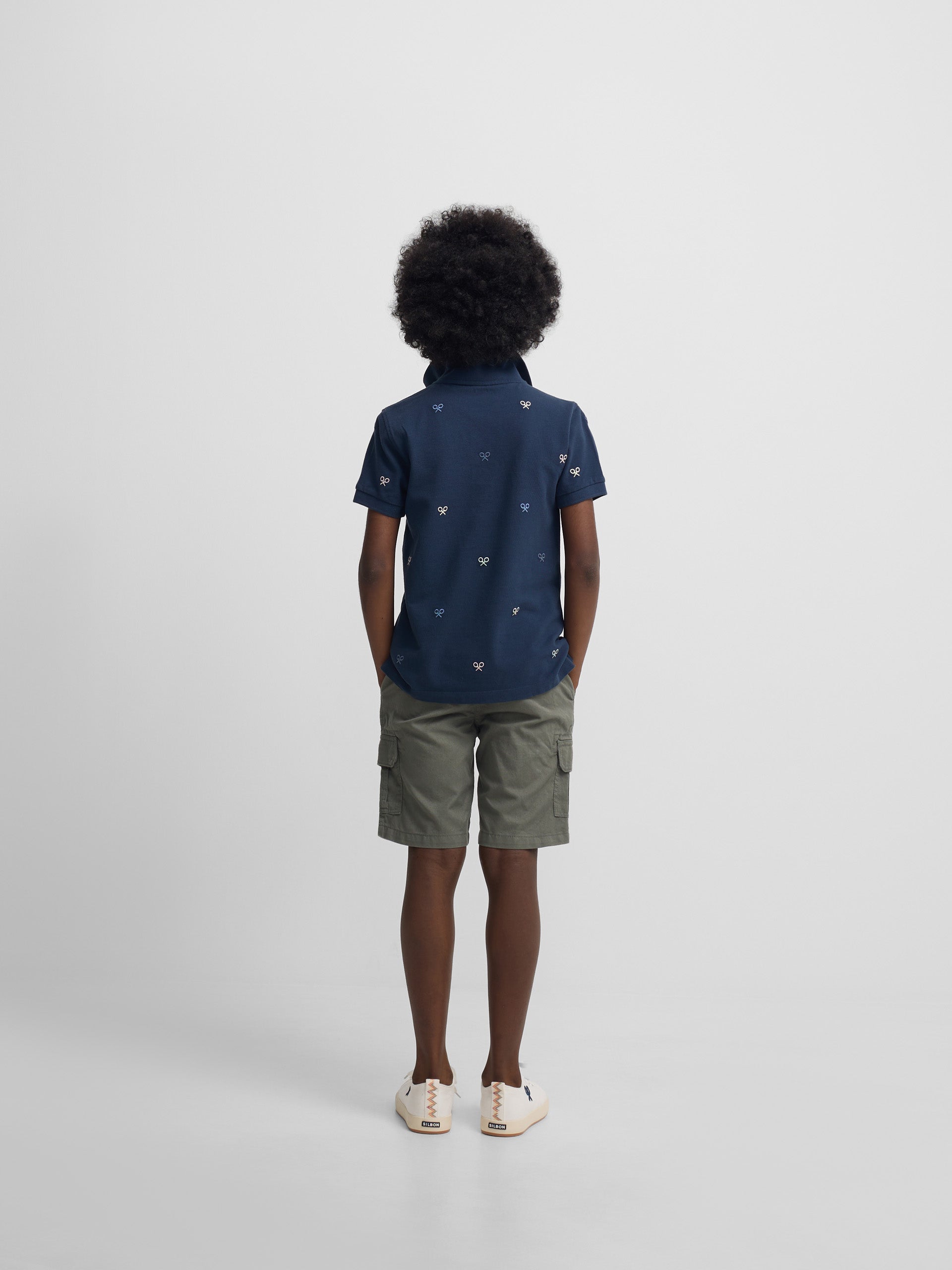 Polo enfant multi-raquettes bleu marine