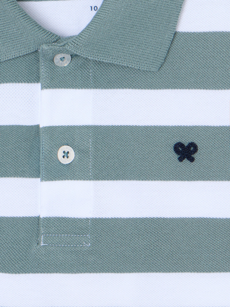 Polo criança riscas branco verde