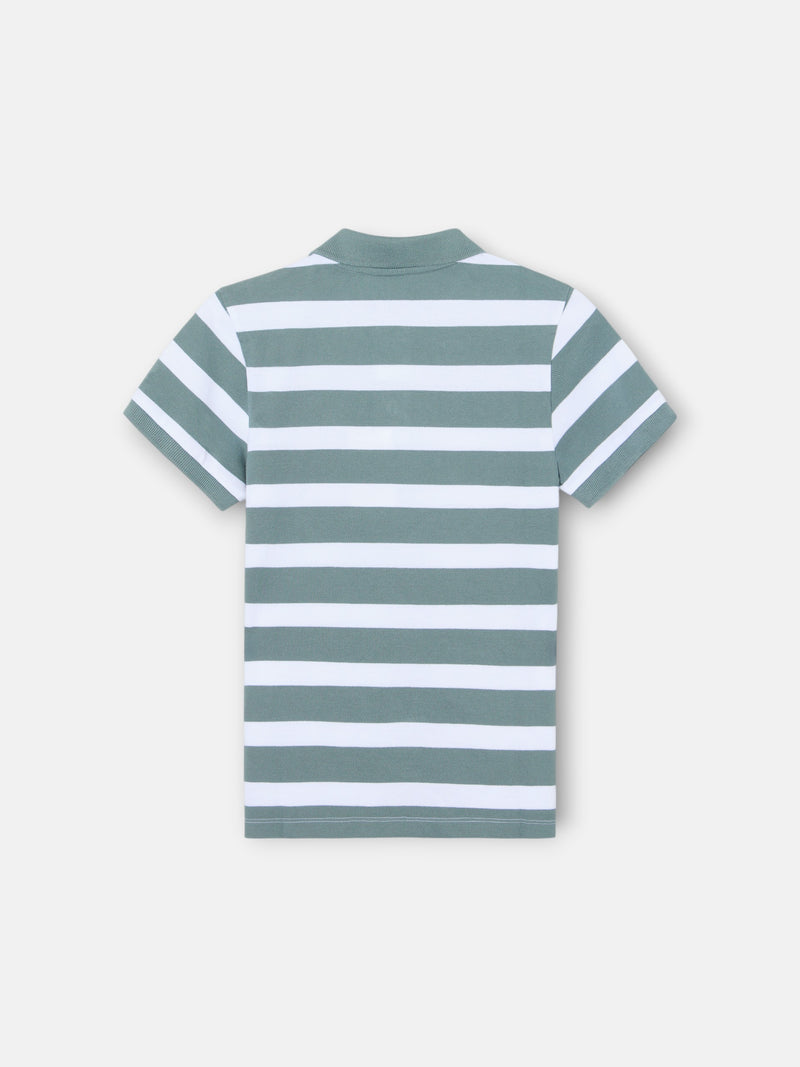 Polo criança riscas branco verde