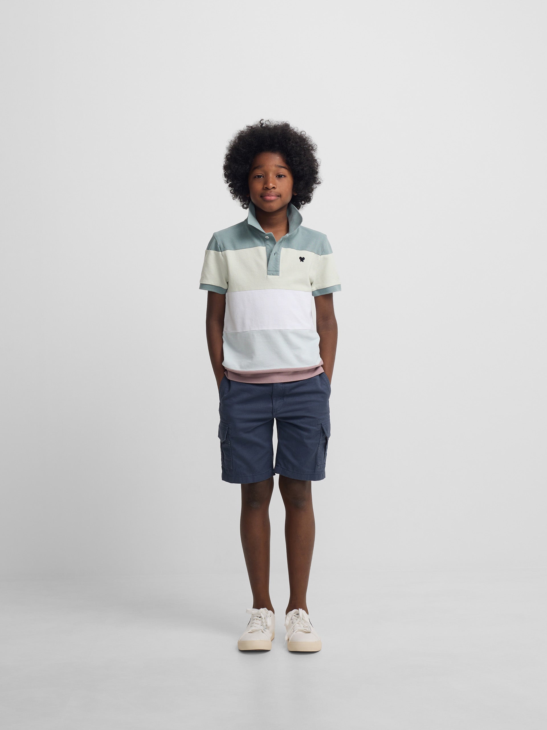 Polo kids wide stripe multicolor green