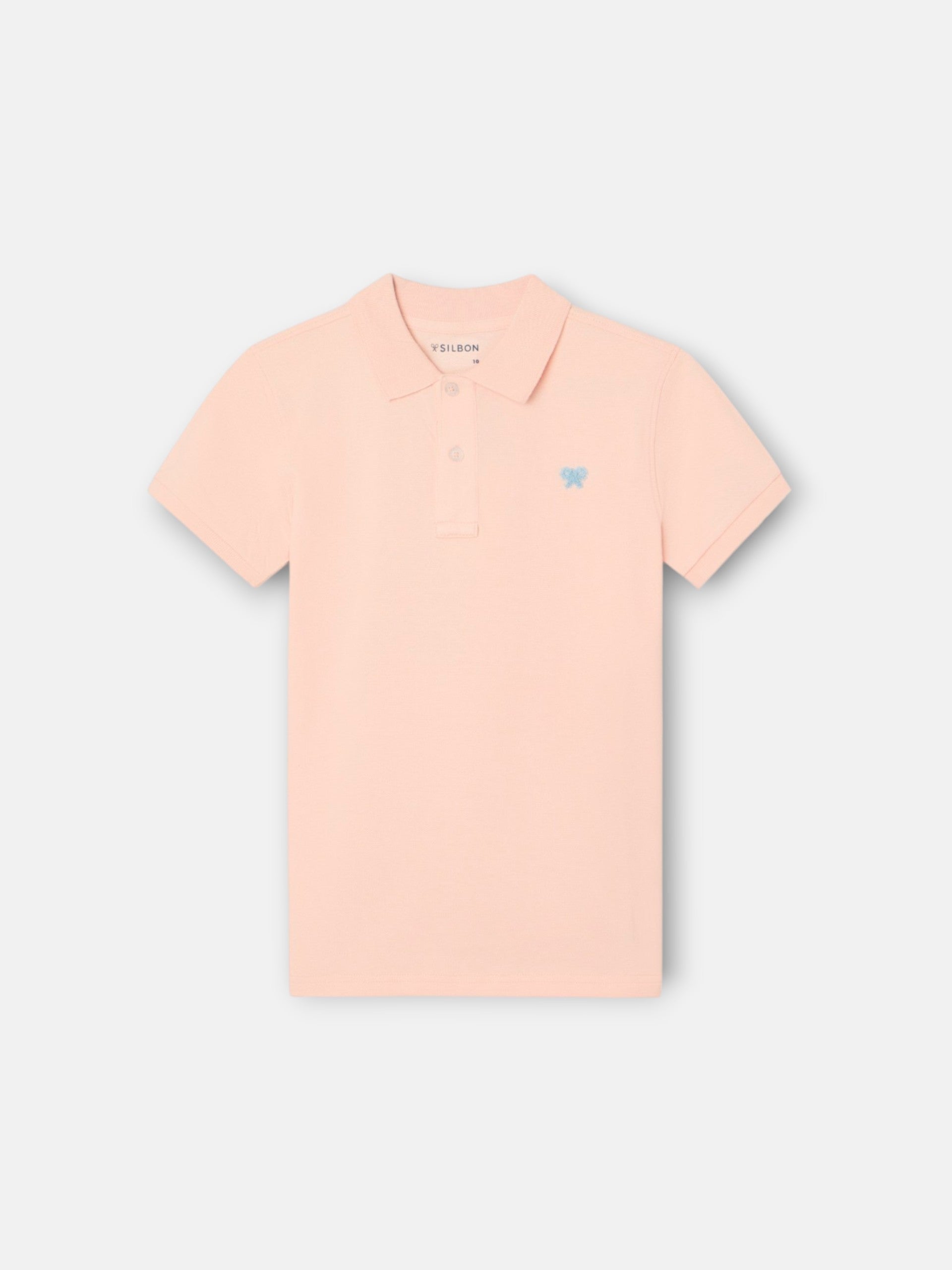Polo enfant uni logo bouclé corail