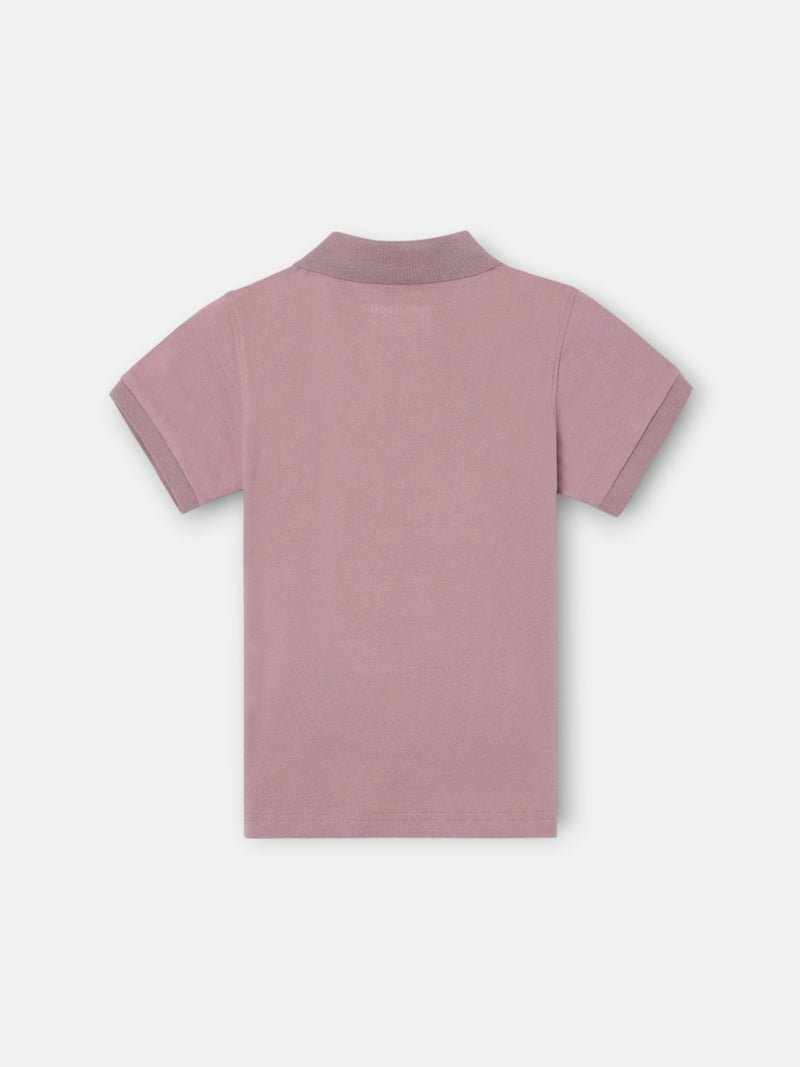 Polo kids liso logo rizo burdeos