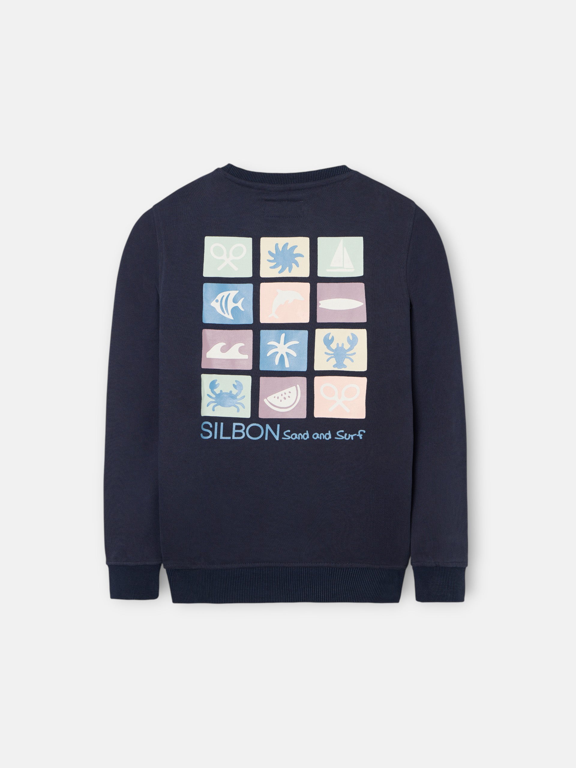 Kids' navy blue sand and surf sweatshirt