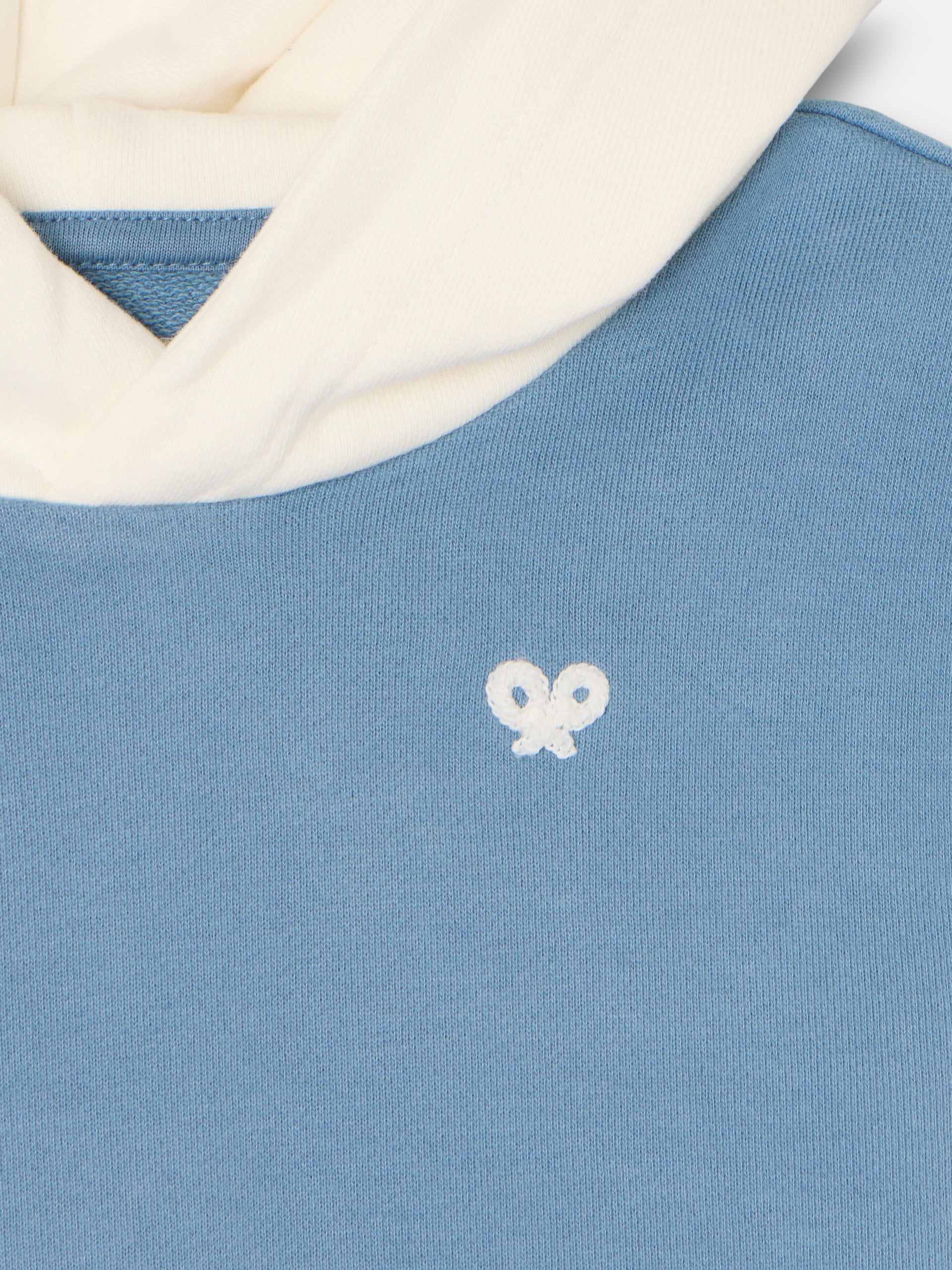 Kids' hooded sweatshirt with ethnic racket design blue