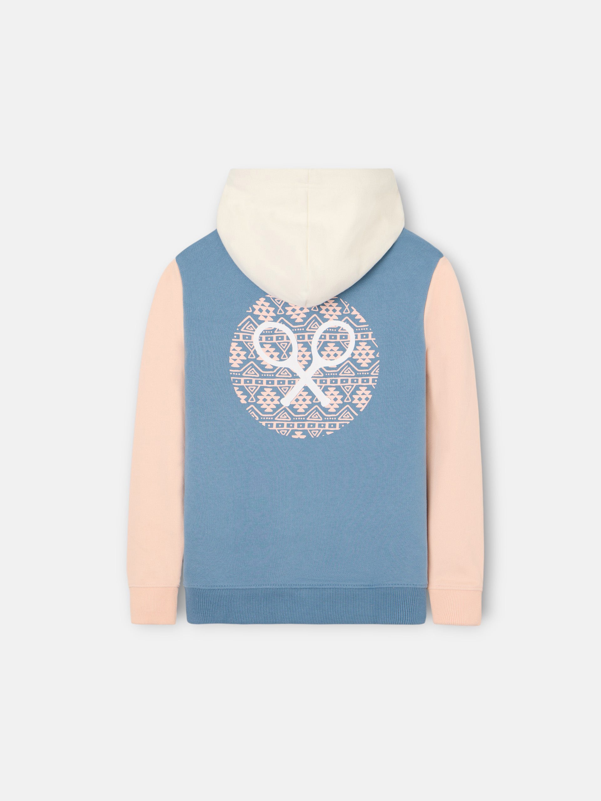 Sweatshirt kids capuz raquete étnica azul
