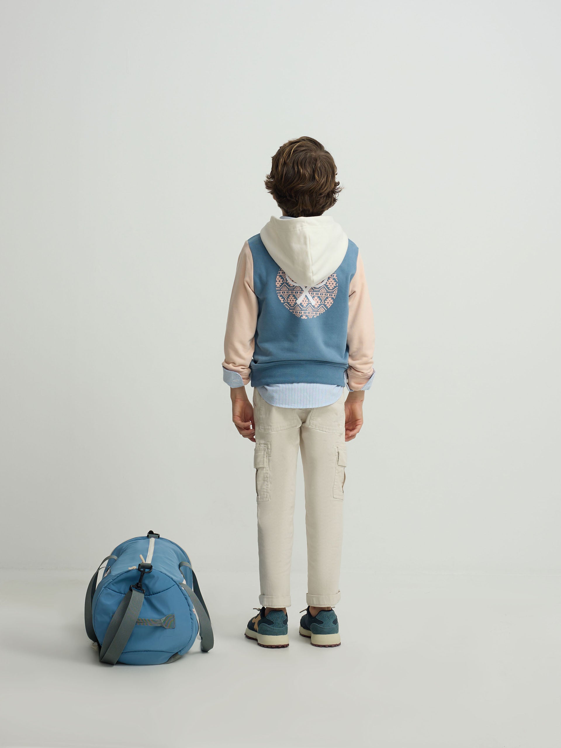 Sweatshirt kids capuz raquete étnica azul