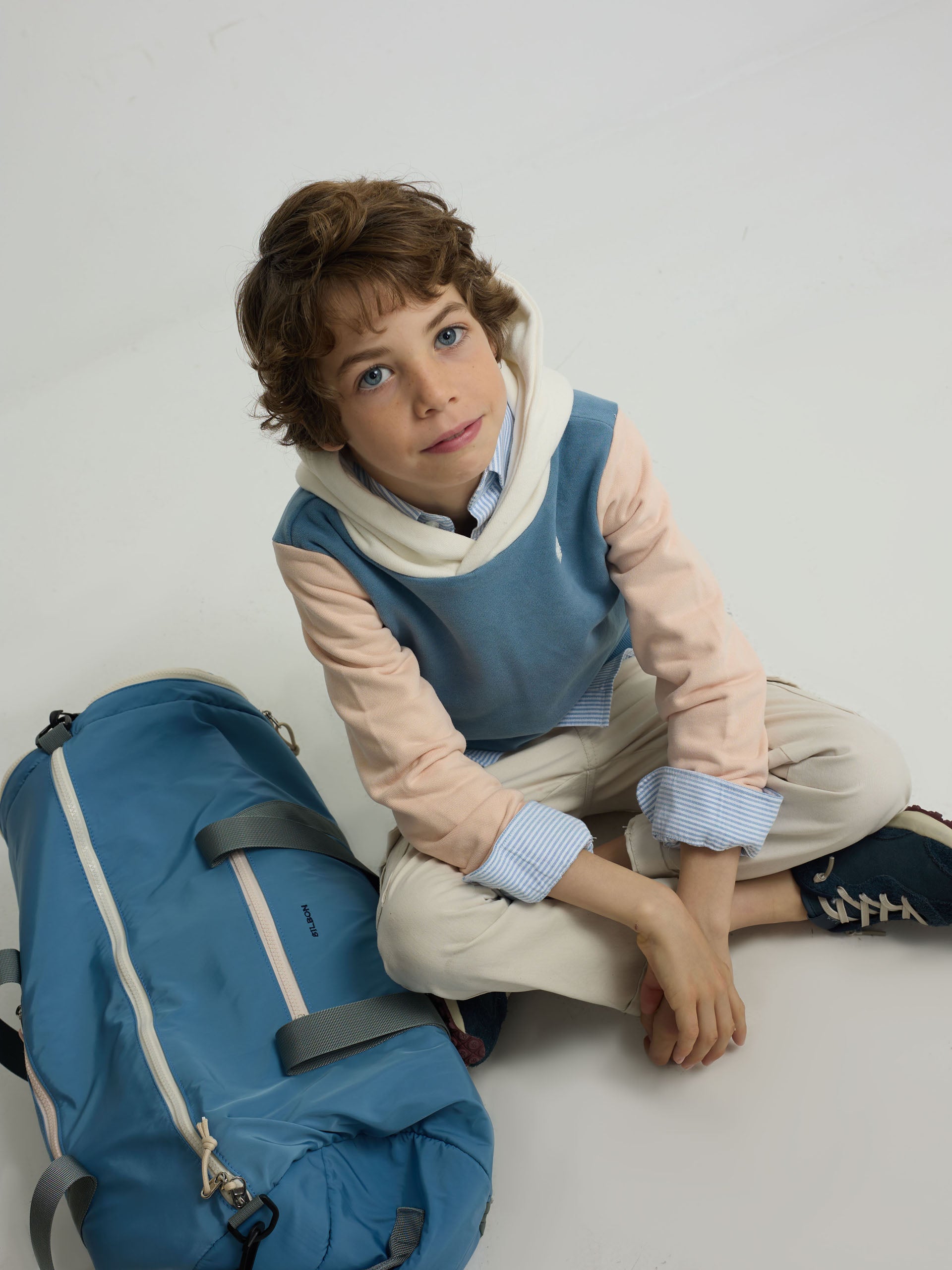 Sweatshirt kids capuz raquete étnica azul