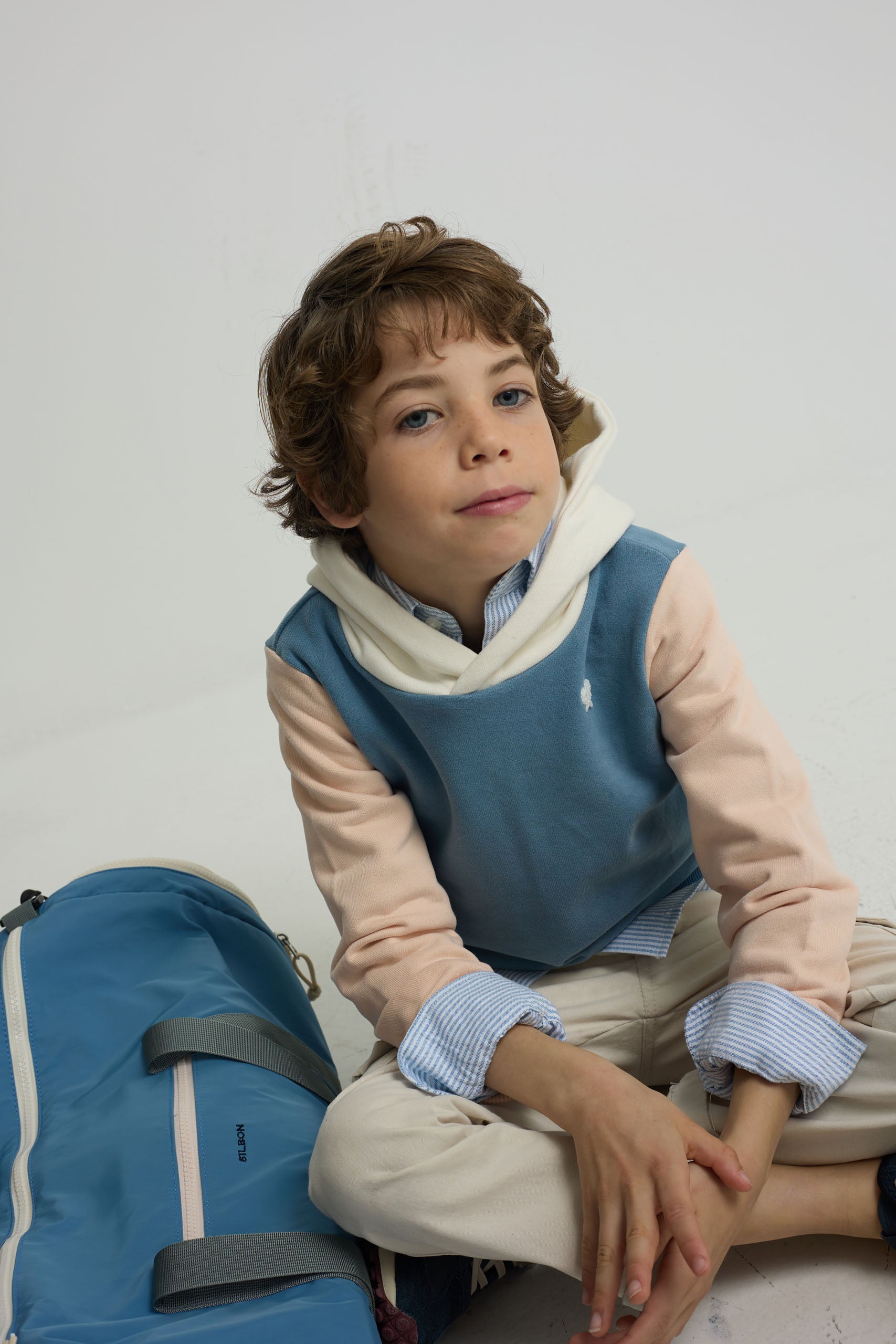 Sweatshirt kids capuz raquete étnica azul