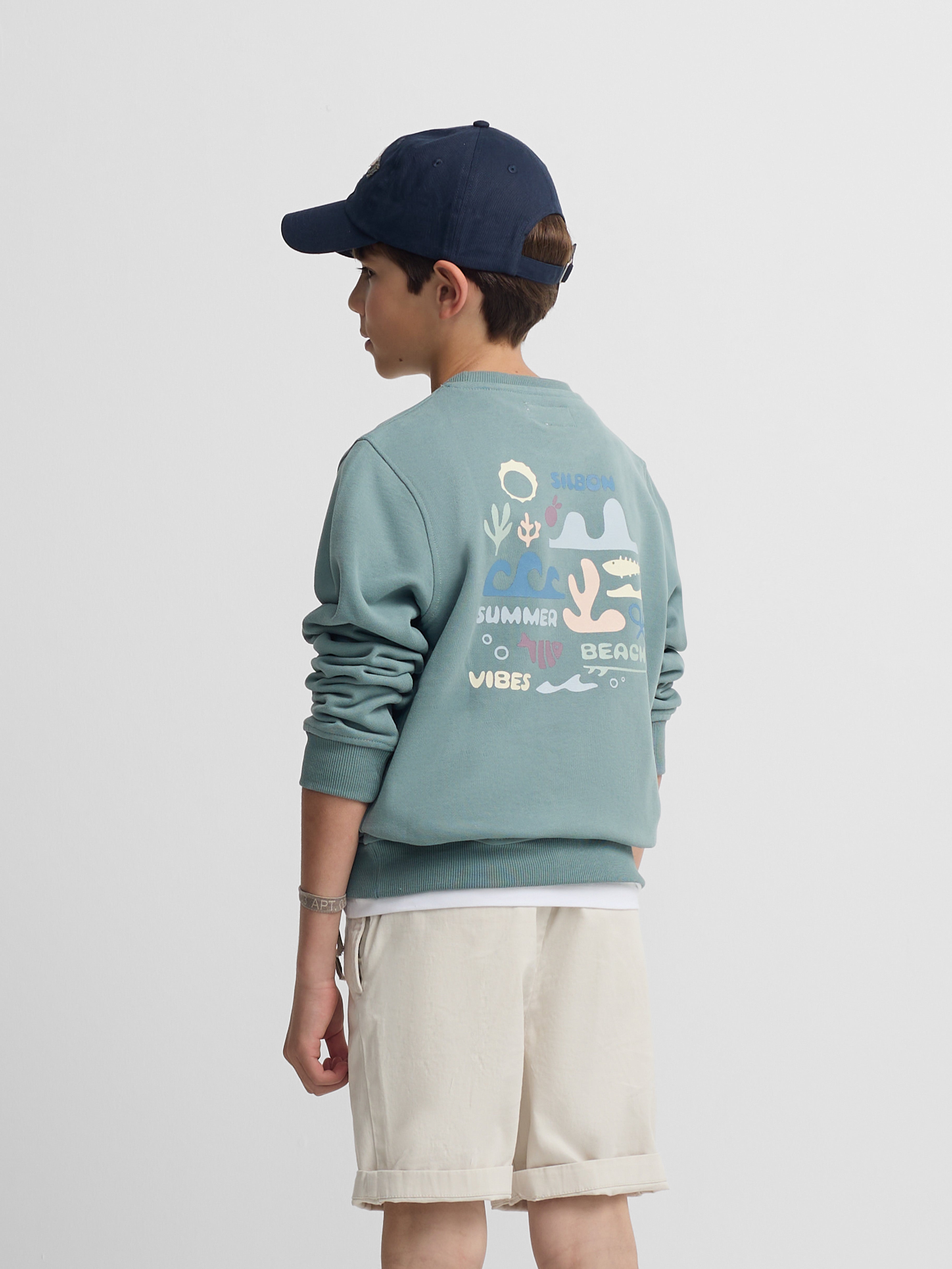 Sweat-shirt vert plage d'été pour enfants