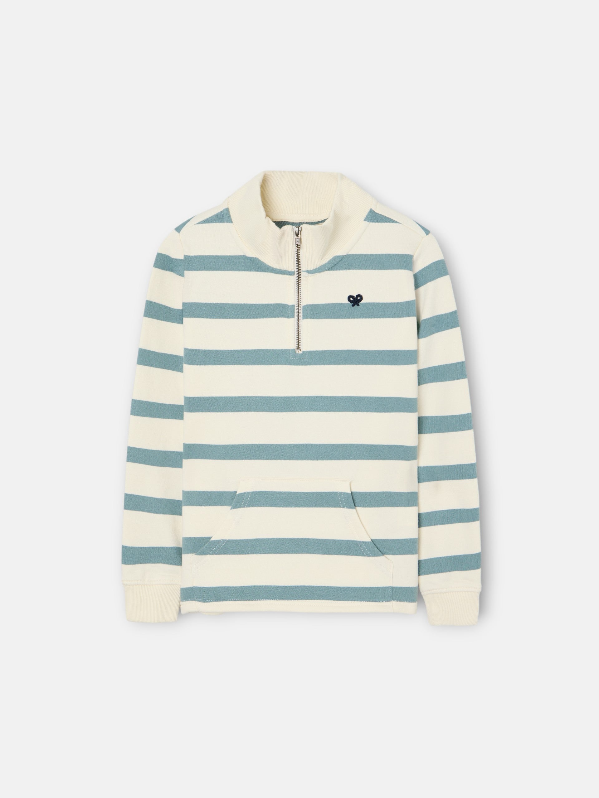 Sudadera kids media cremallera rayas verde