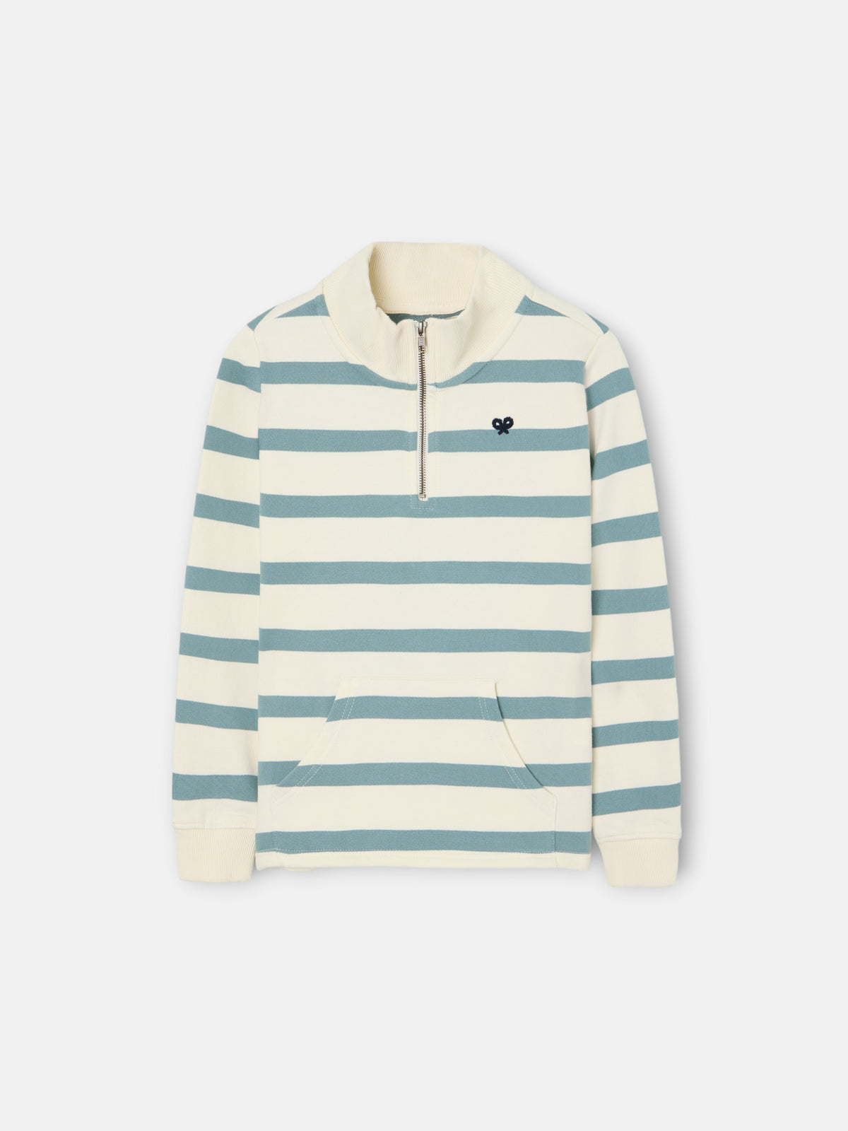 Kids sweatshirt with half zipper and green stripes