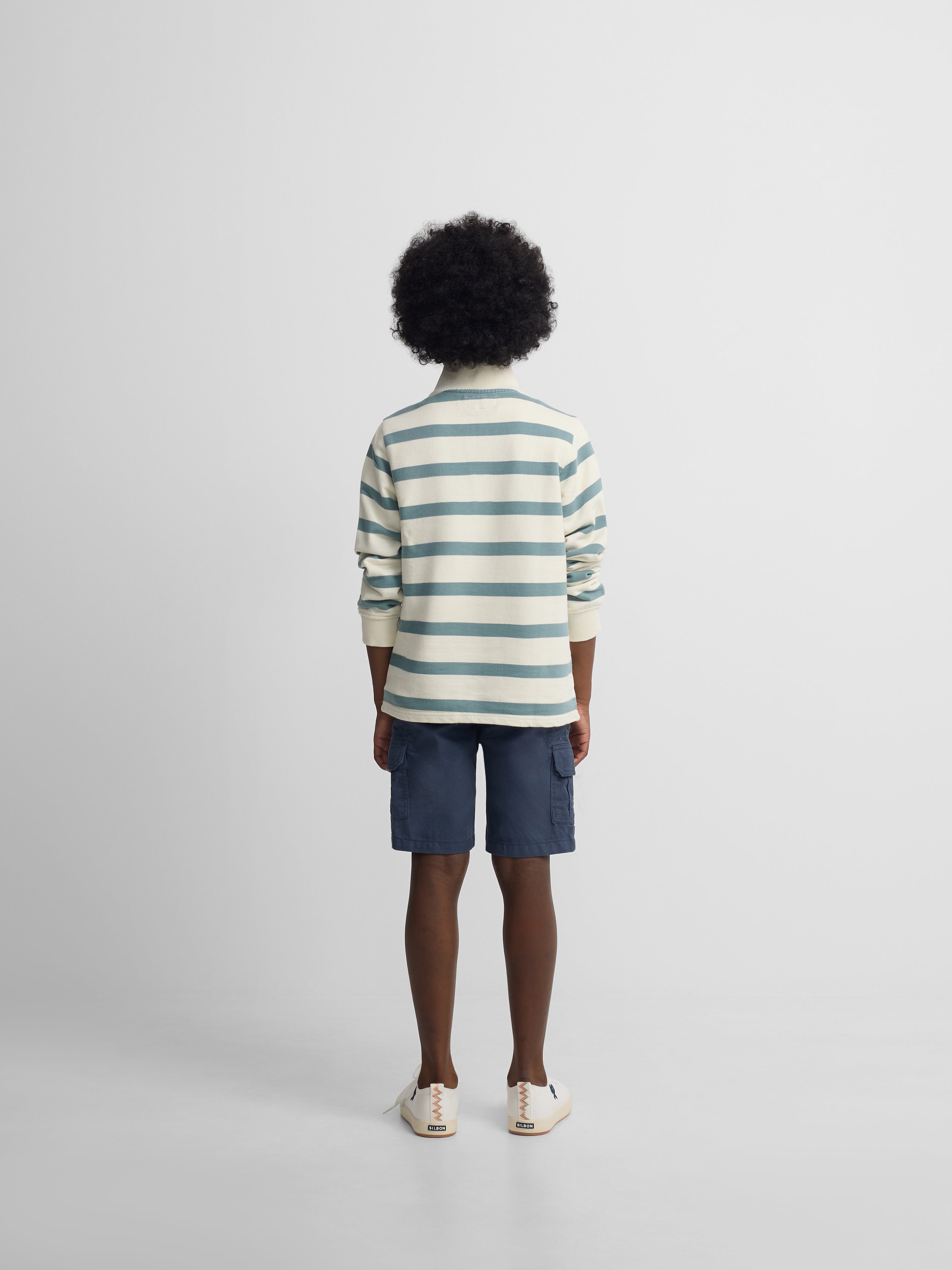 Sudadera kids media cremallera rayas verde