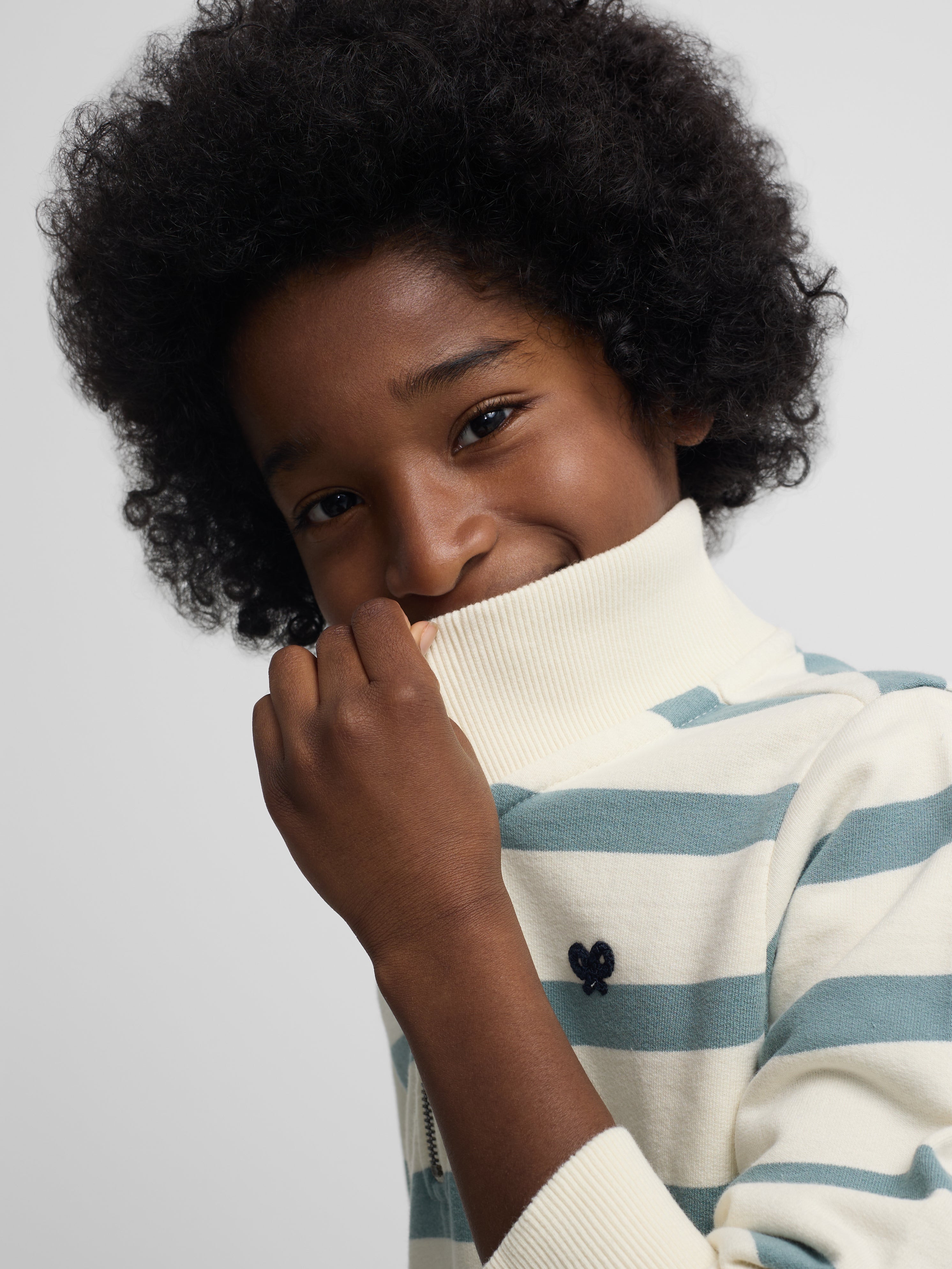 Sudadera kids media cremallera rayas verde