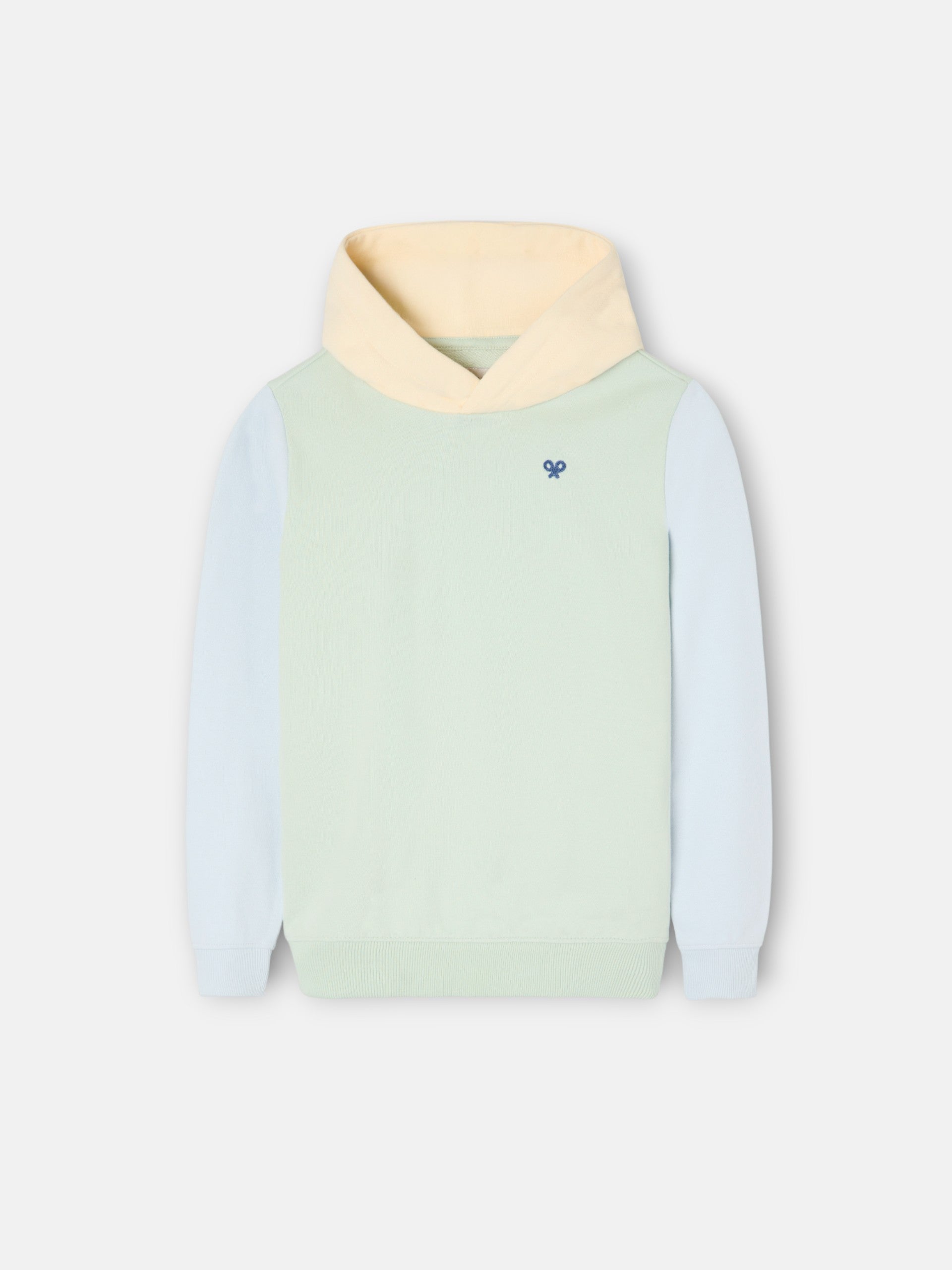 Kids' hooded sweatshirt with ethnic green racket design