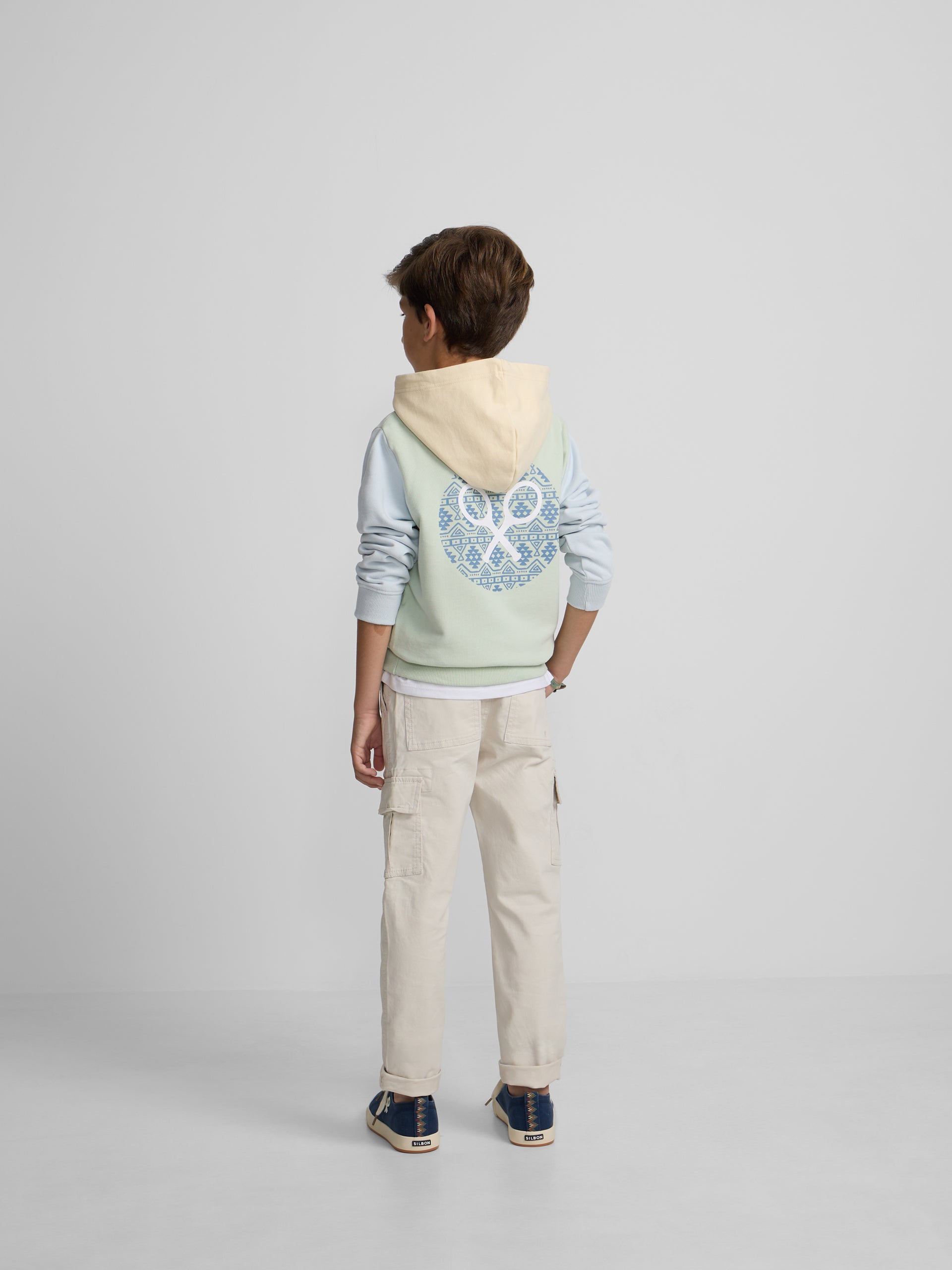 Sweat à capuche enfant raquette ethnique verte