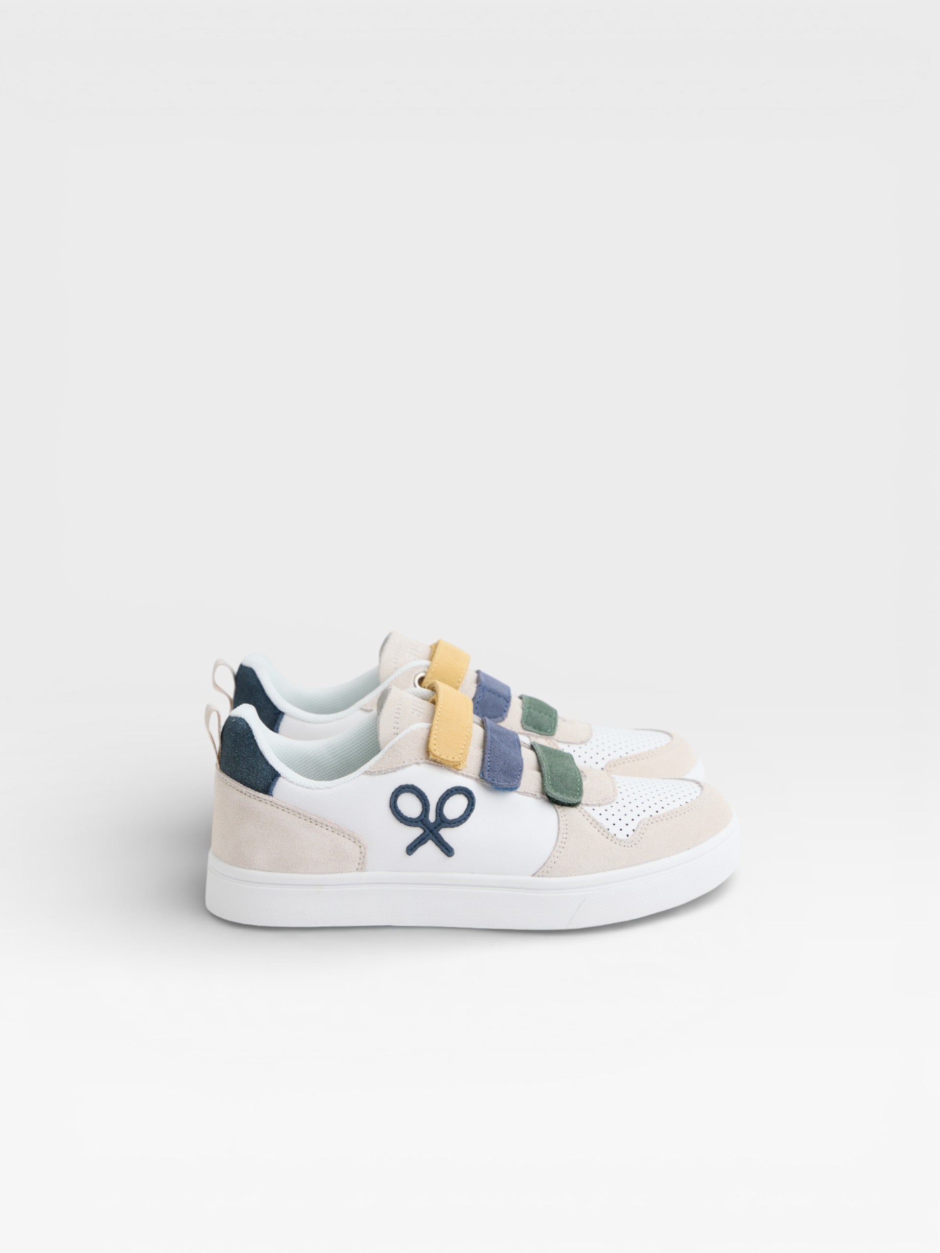 Cream multicolored velcro kids' shoe