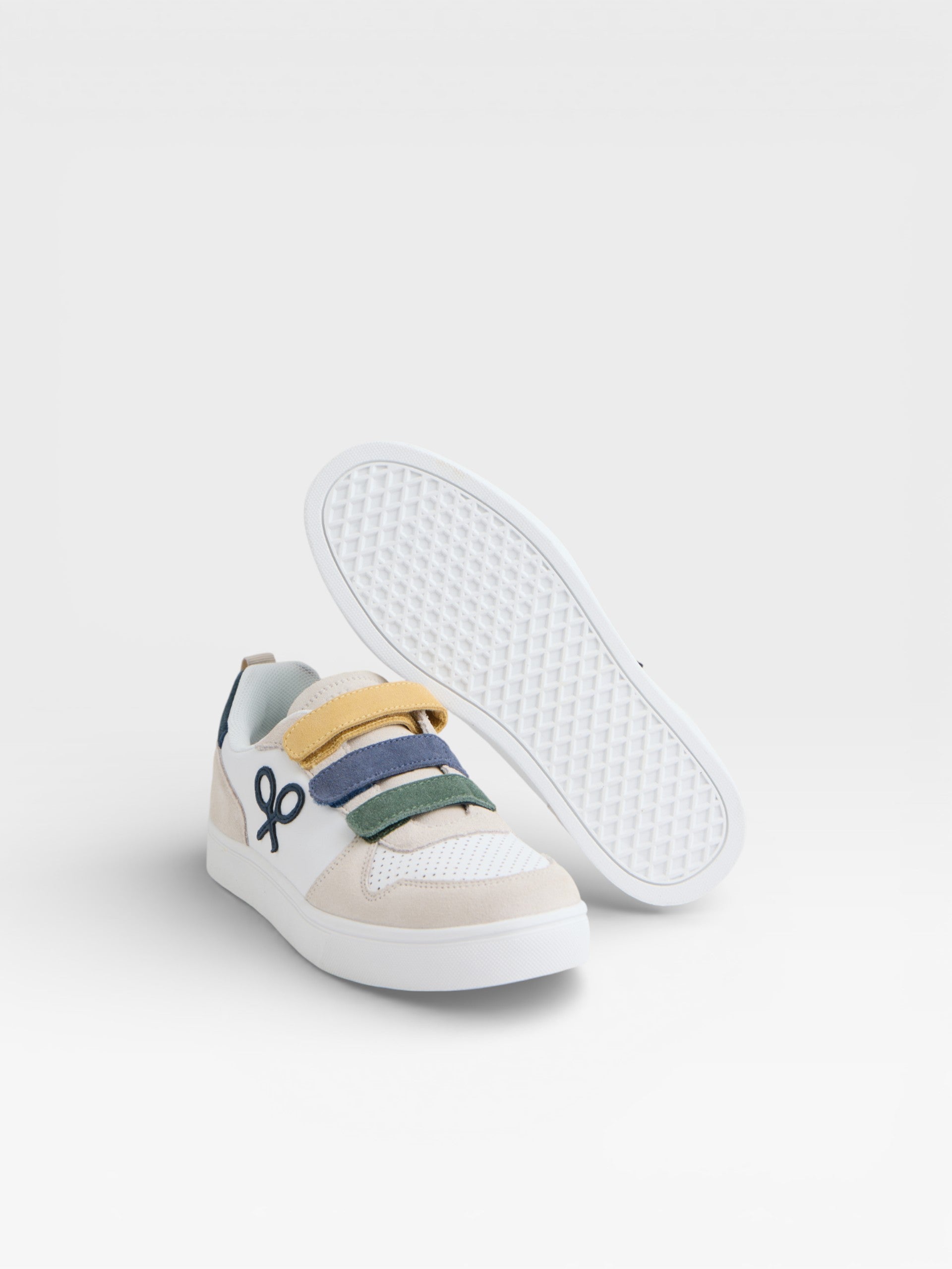 Cream multicolored velcro kids' shoe