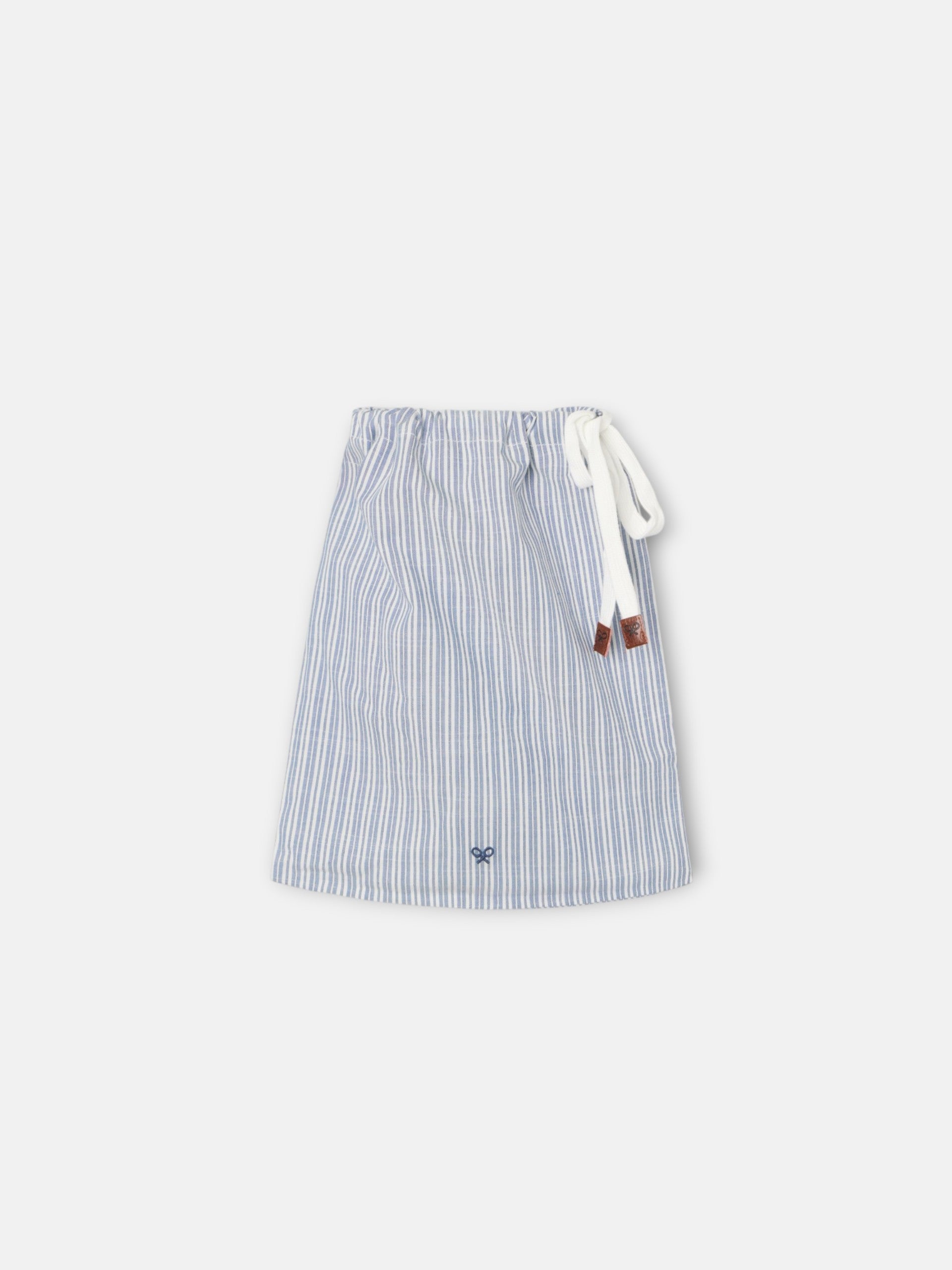 Kids' short pajamas with blue and gray striped pocket