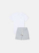 Pyjama court pour enfants avec poche à rayures bleu et gris