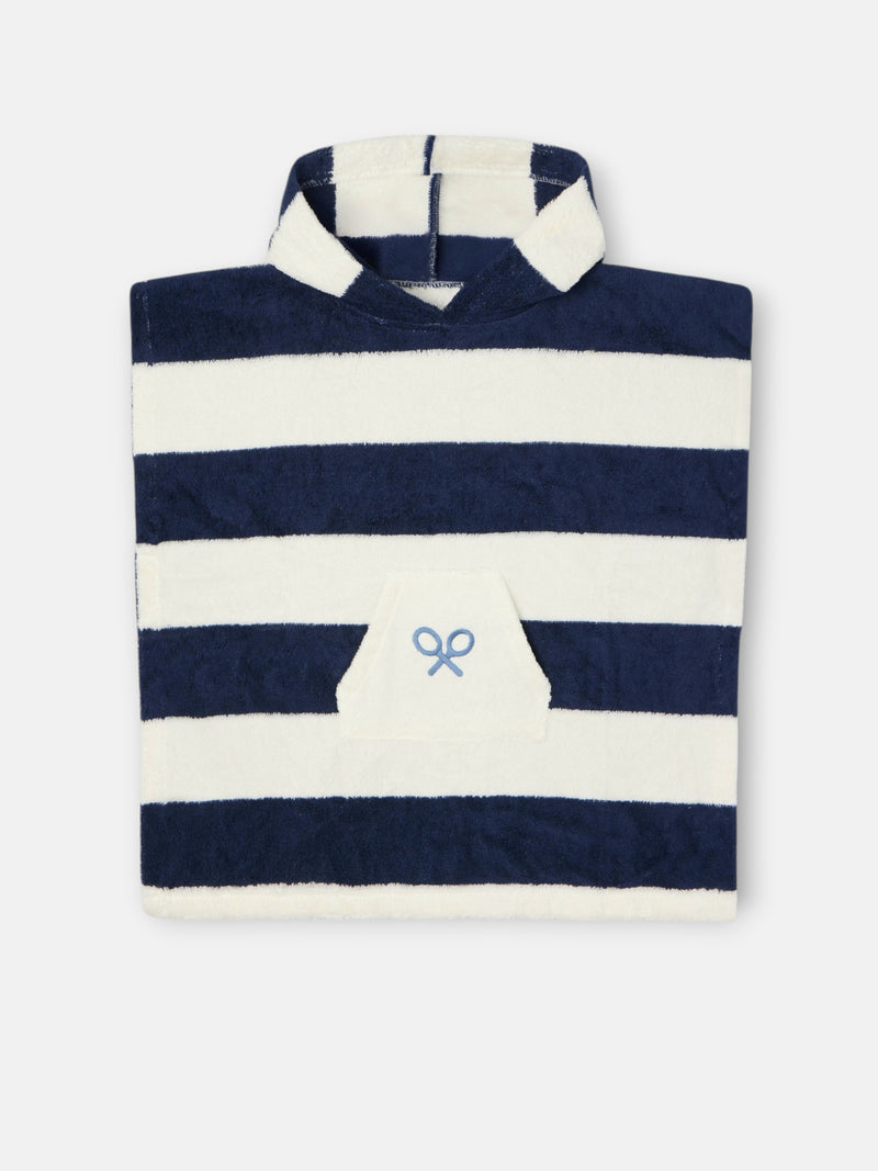 Poncho serviette enfant rayures horizontales marine