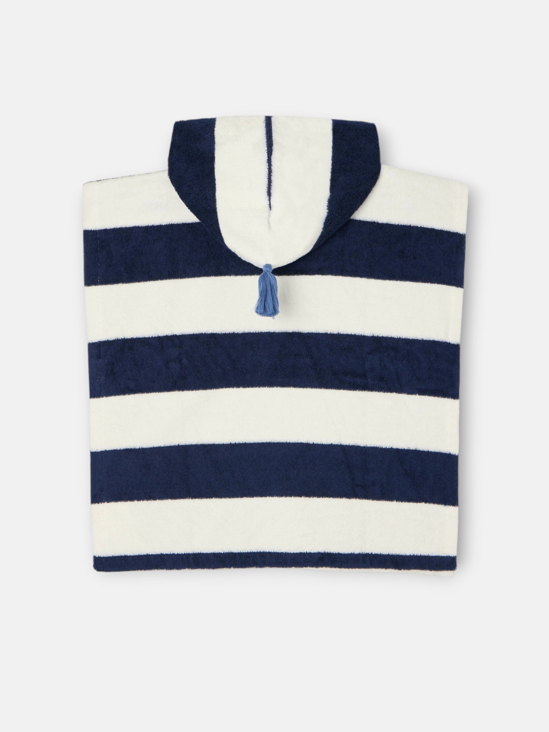 Poncho serviette enfant rayures horizontales marine