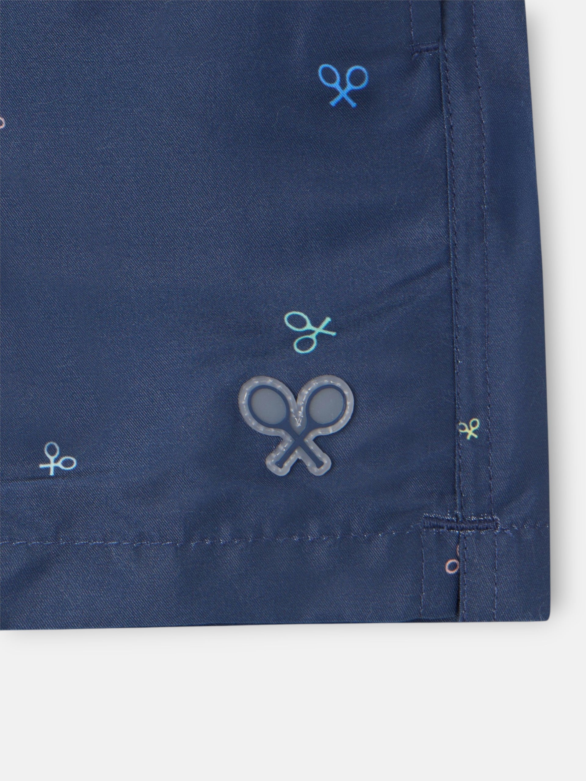 Kids swimsuit with multirackets in navy blue colors