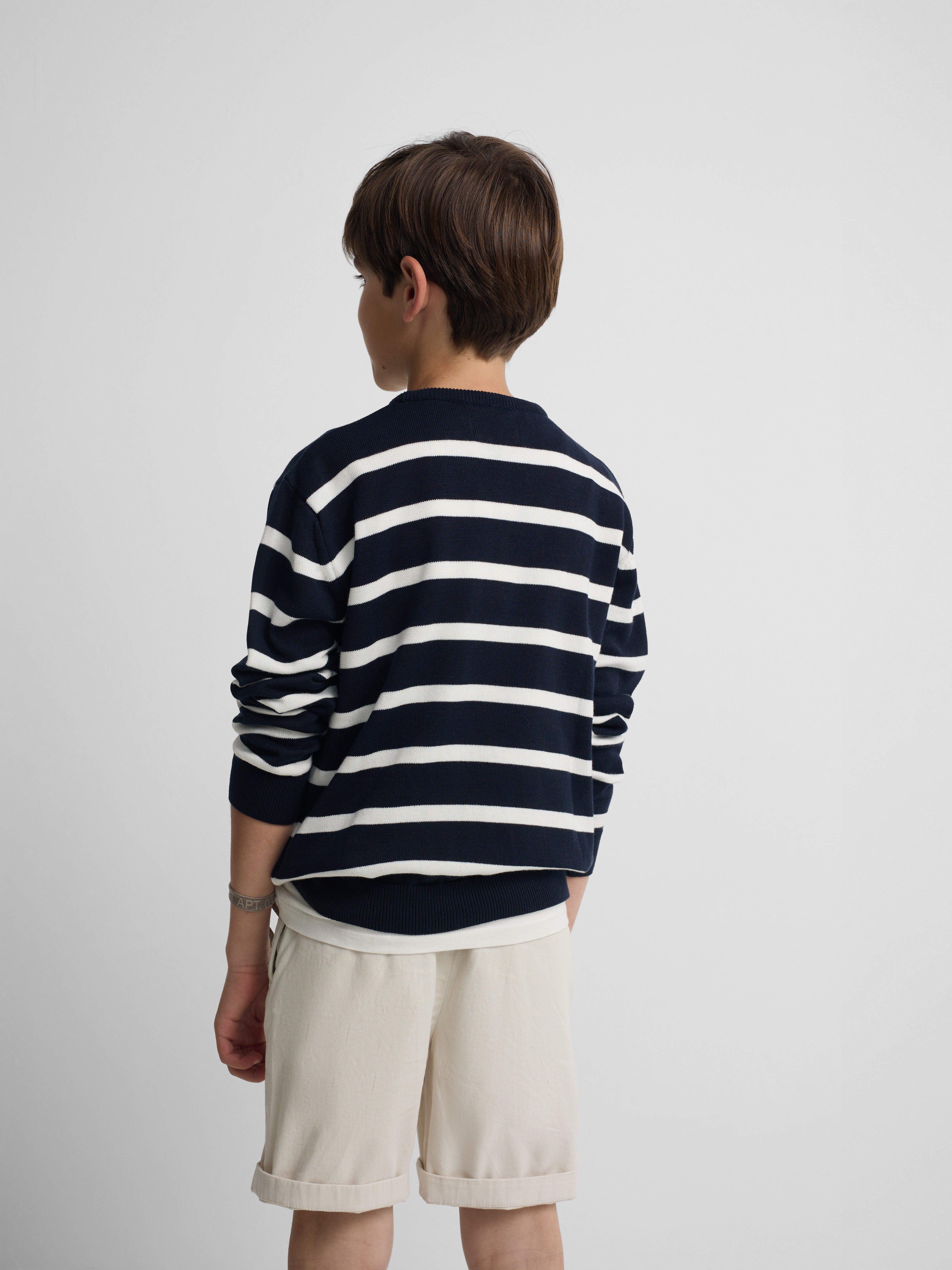 Maillot enfant à rayures bleu marine
