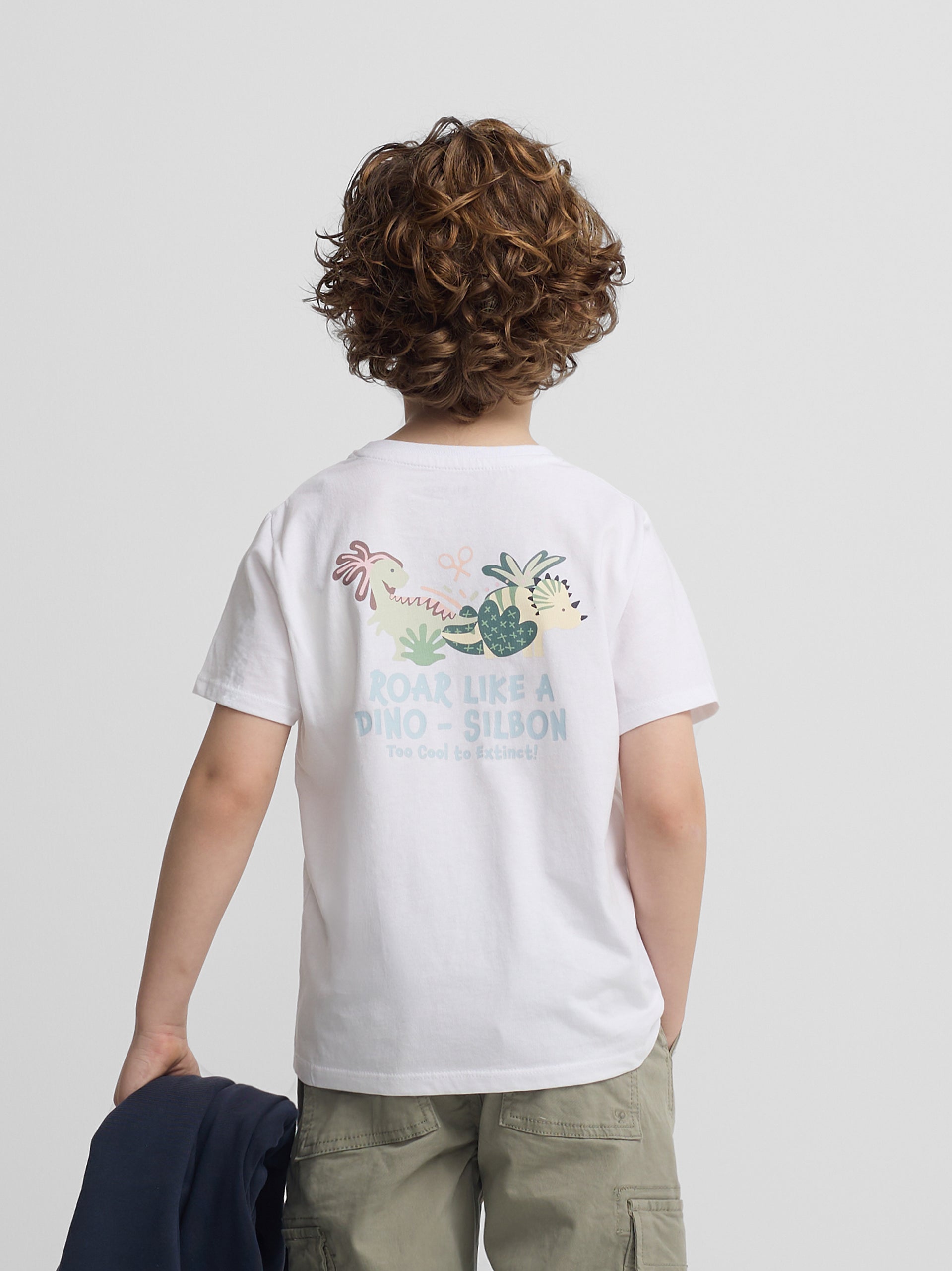 T-shirt blanc dinosaure pour enfants