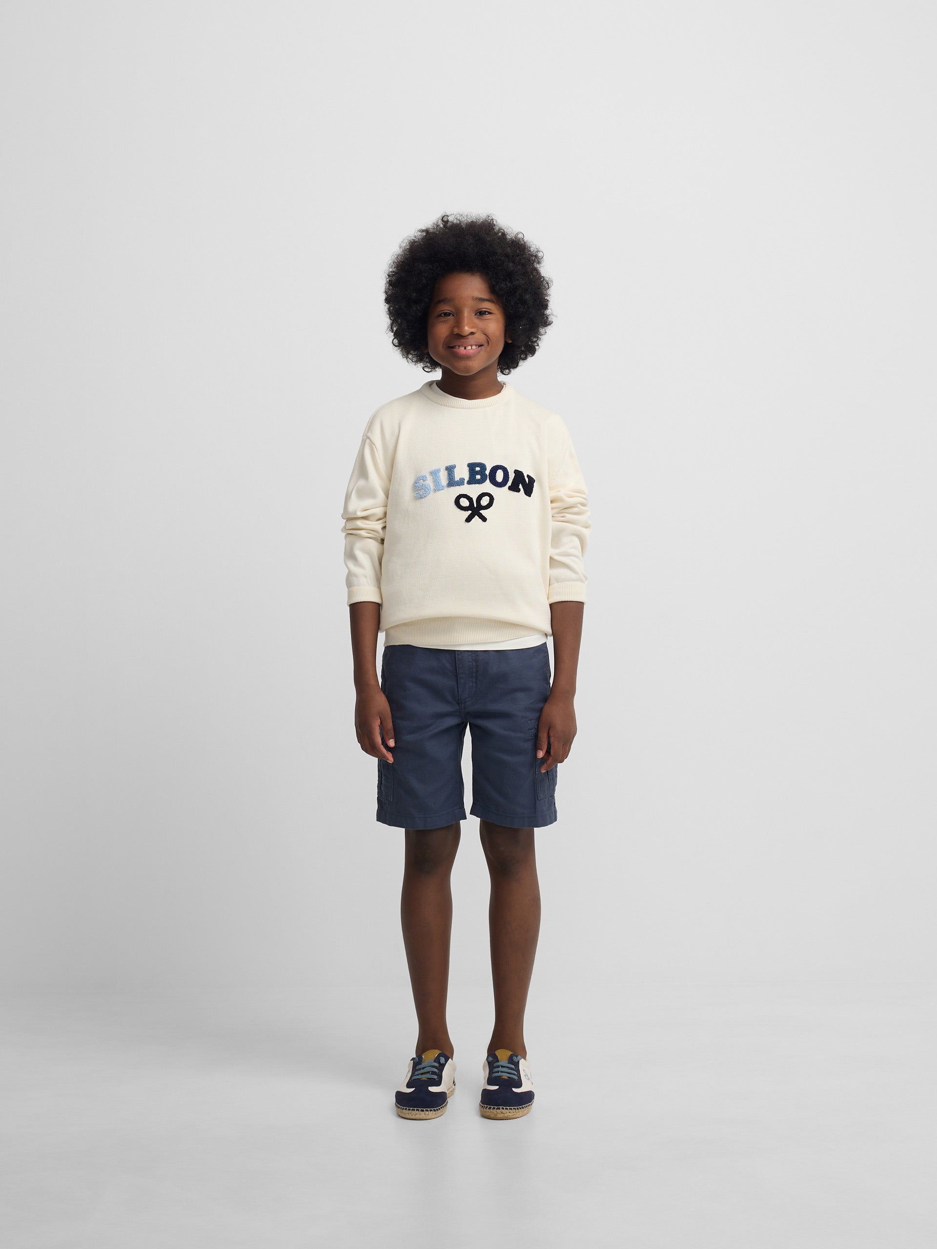 Pull enfant lettres couleurs crème