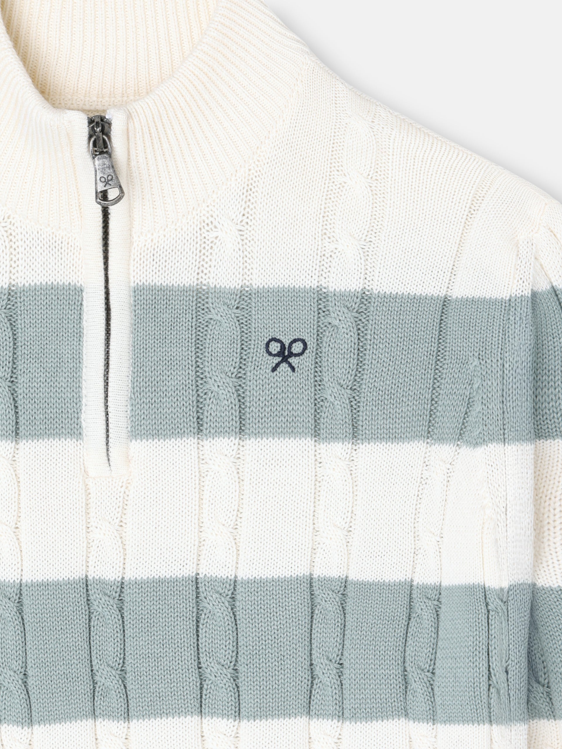 Camisola criança meia fecho risca verde médio