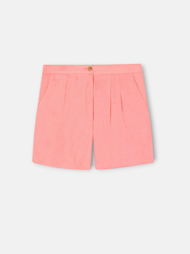 Coral linen Bermuda shorts for girls
