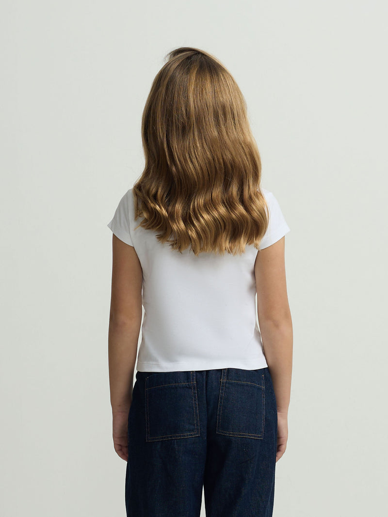Girl's white smile rackets t-shirt