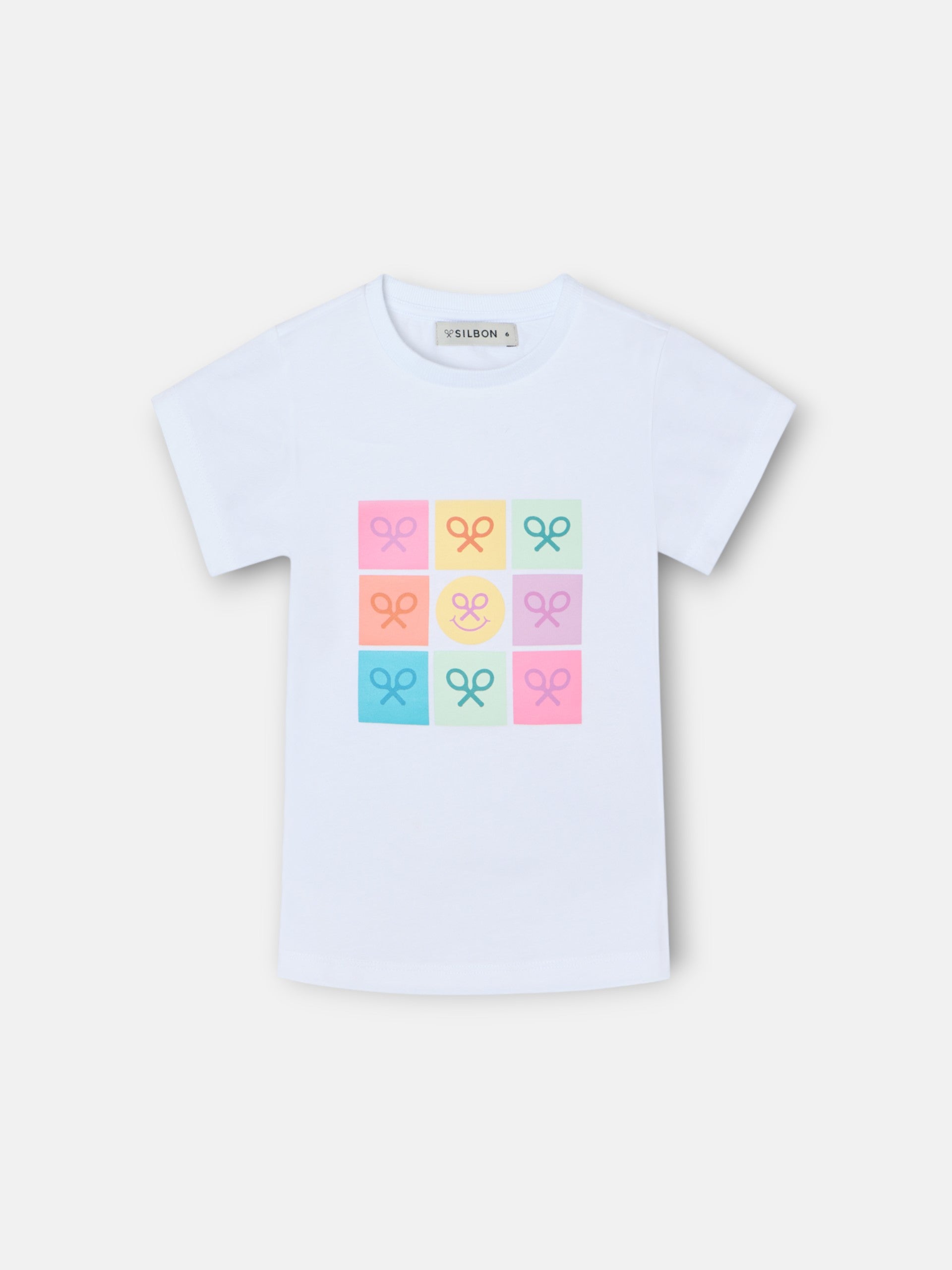 Camiseta girl raquetas smile blanca