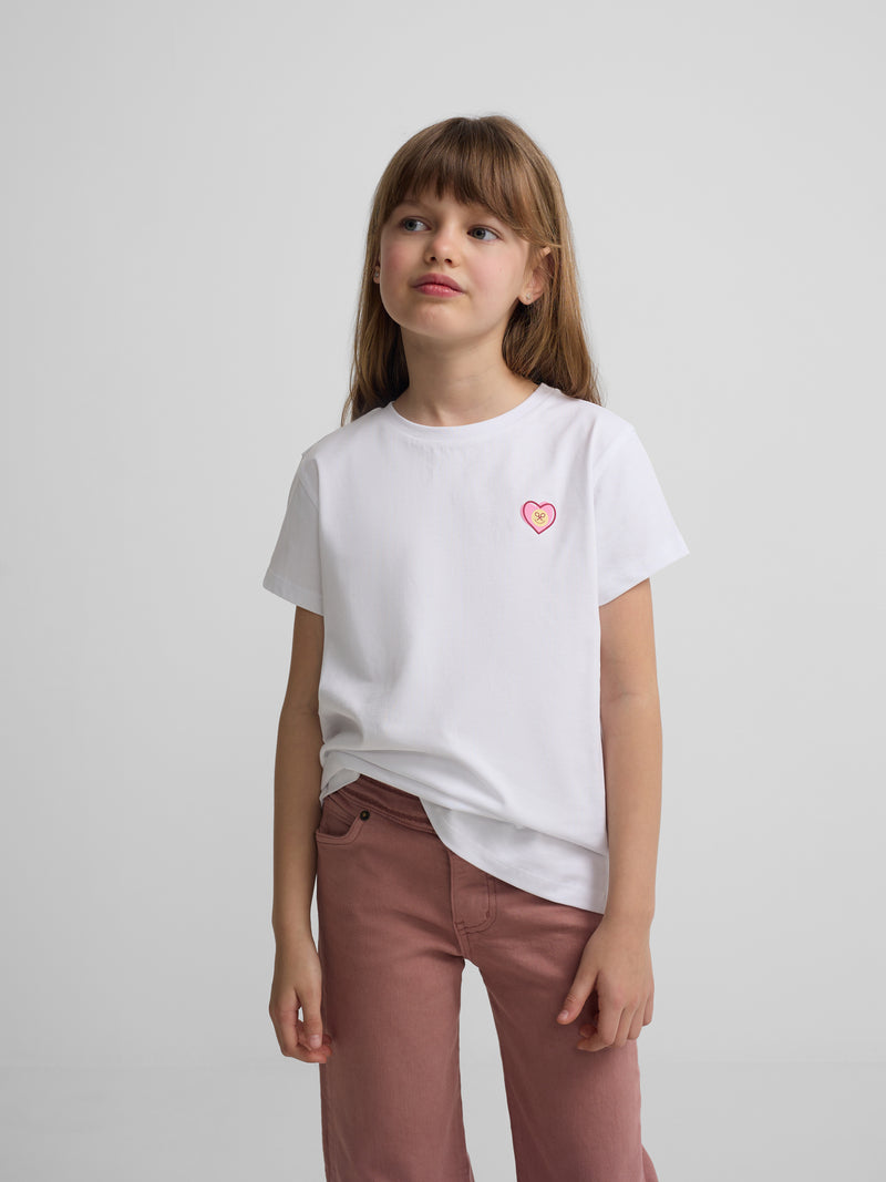 T-shirt girl silbon love branca
