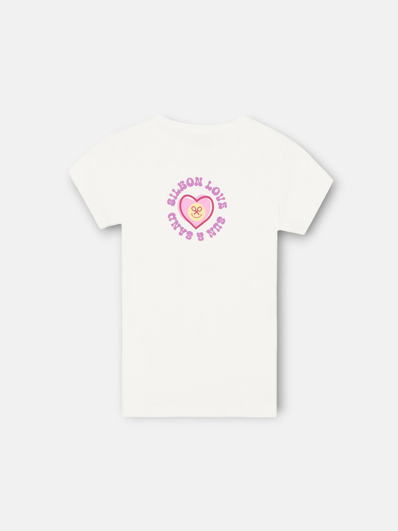 T-shirt girl silbon love branca