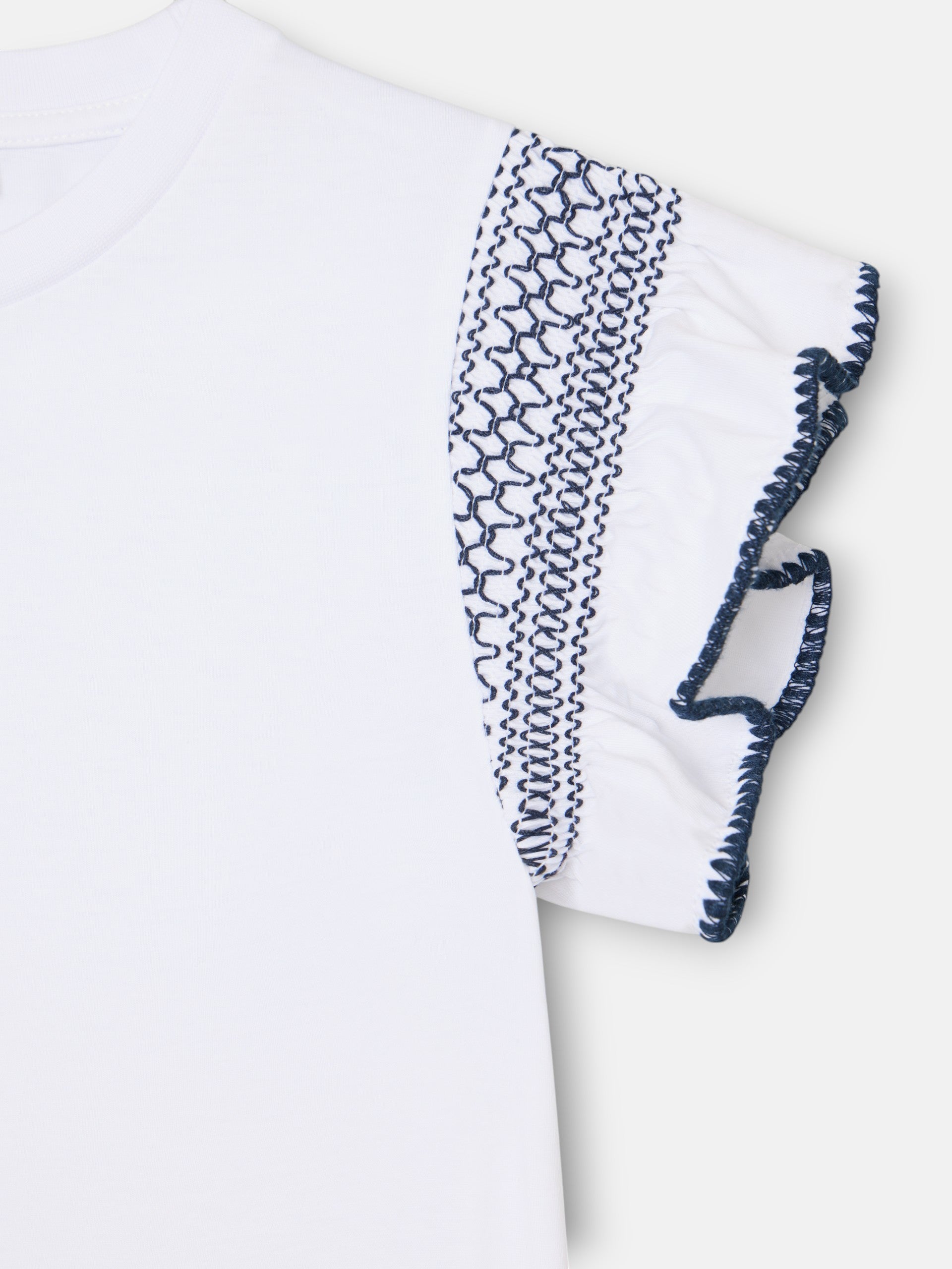 Girl's t-shirt with embroidered sleeves white