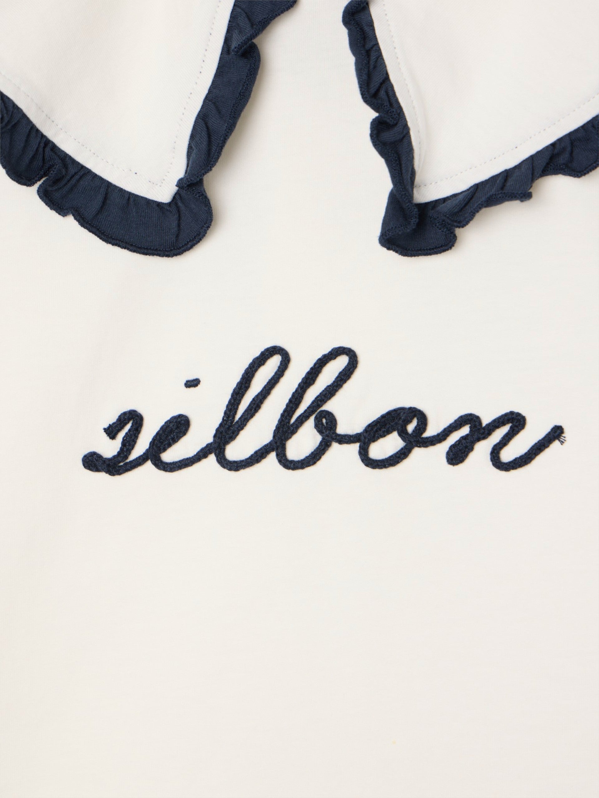 Girl's white Peter Pan collar short sleeve T-shirt