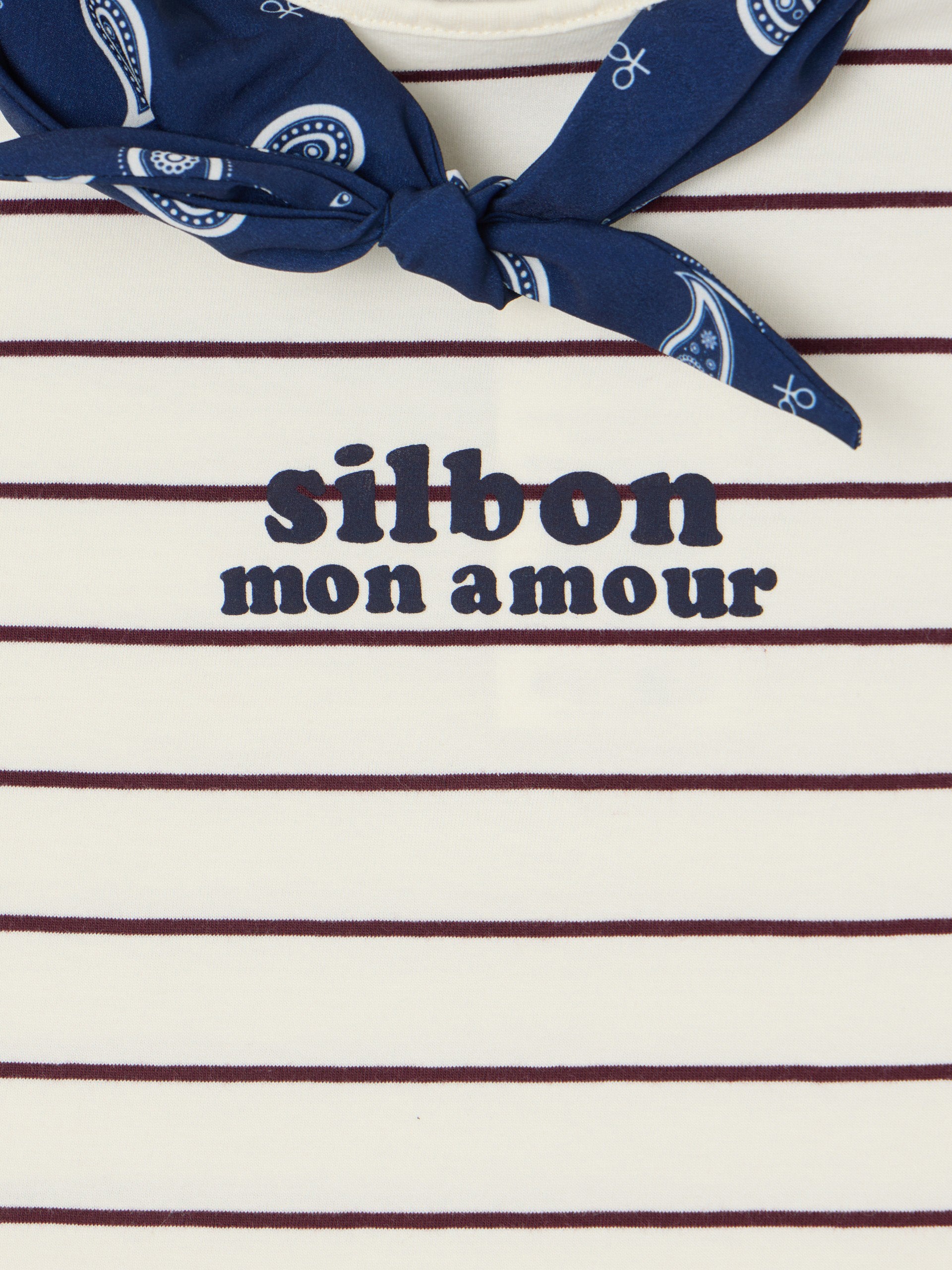 Girl's T-shirt with Silbon bandana appliqué blue