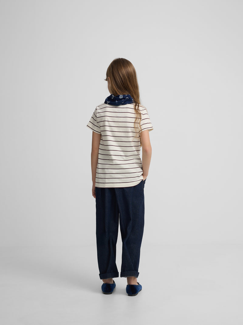 T-shirt menina aplique silbon bandana azul