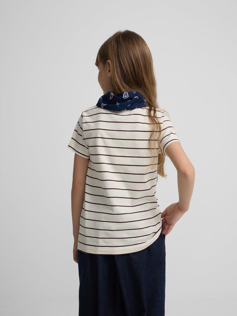 T-shirt menina aplique silbon bandana azul