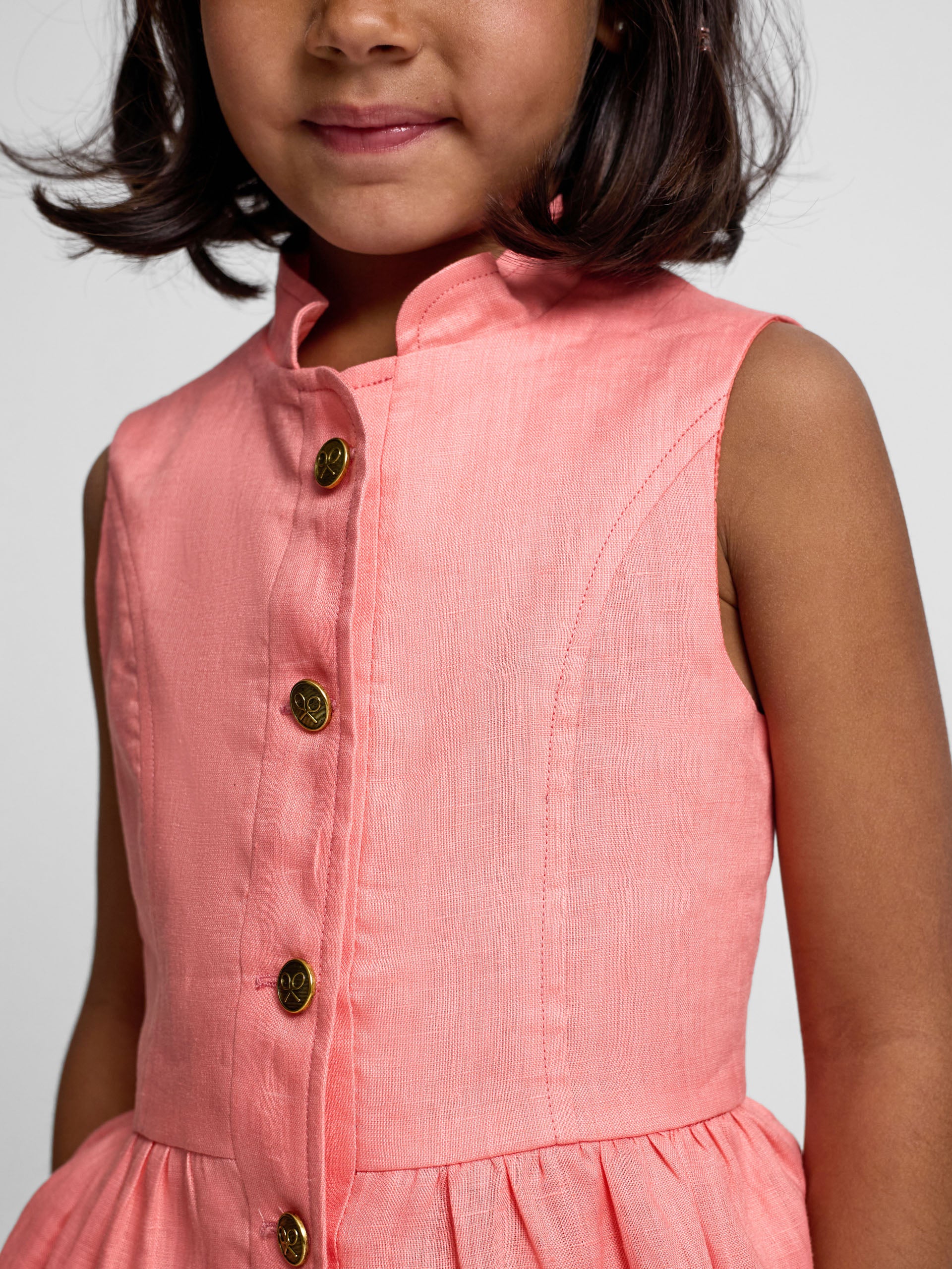 Top girl linen coral buttons