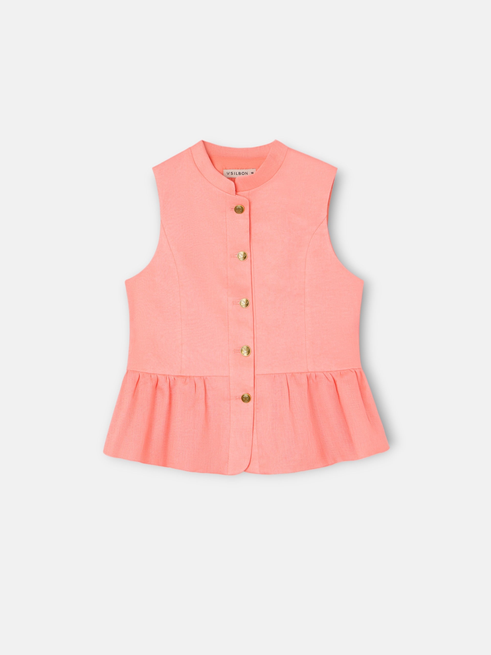 Top girl linen coral buttons