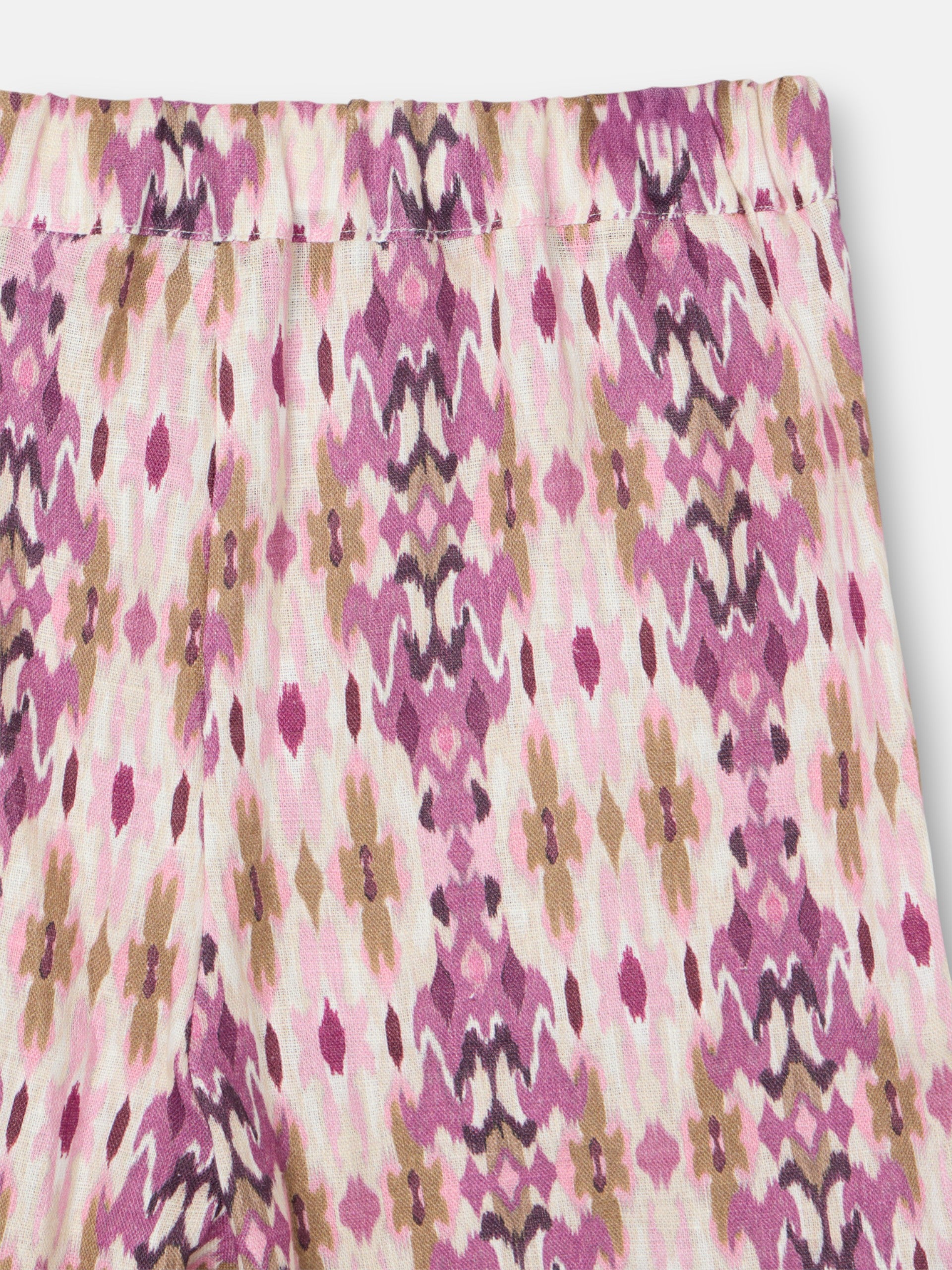 Girl's pink ikat printed linen pants