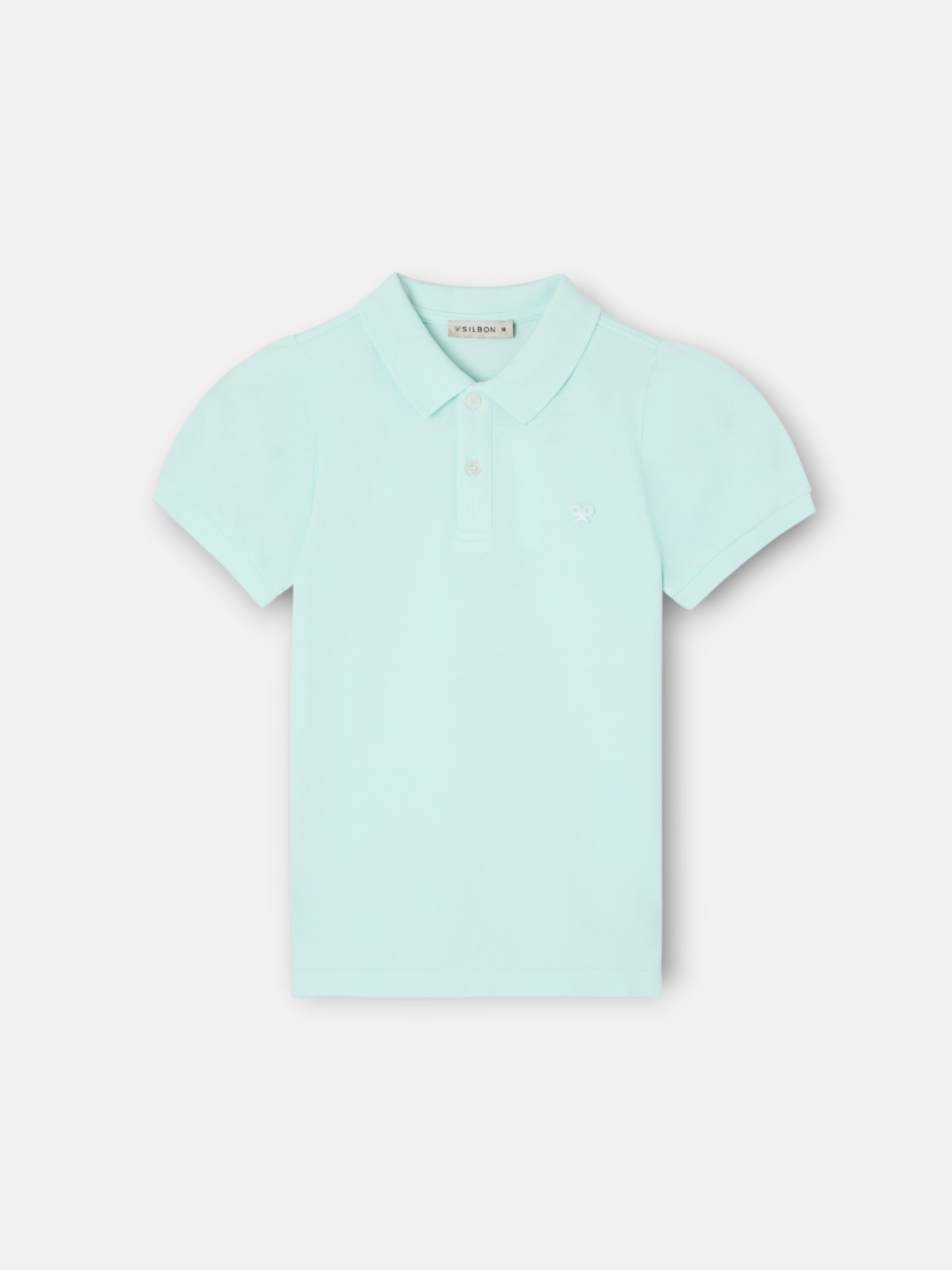 light green puff sleeve polo shirt for girls