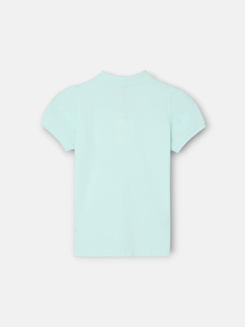 Polo fille à manches bouffantes vert clair