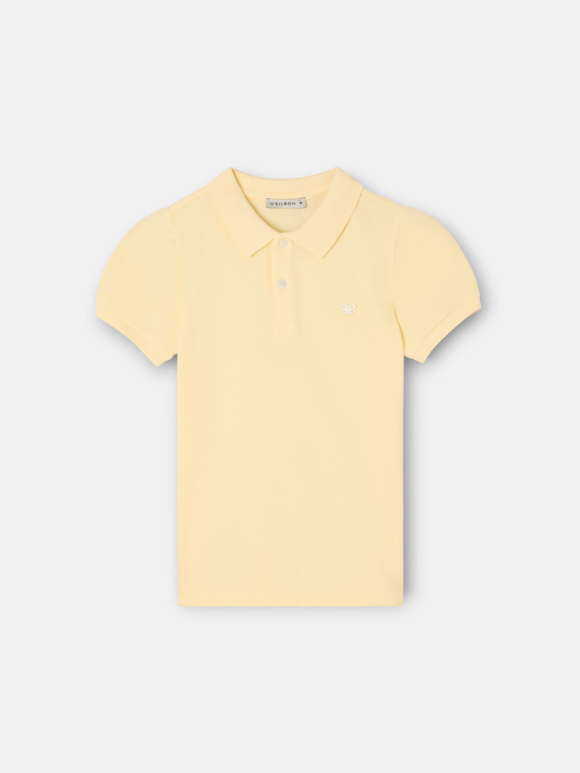 yellow puff-sleeved polo shirt for girls